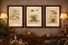 Decorative Set of Three Early Insect Engravings with Plants — Eleazar Albin 1720