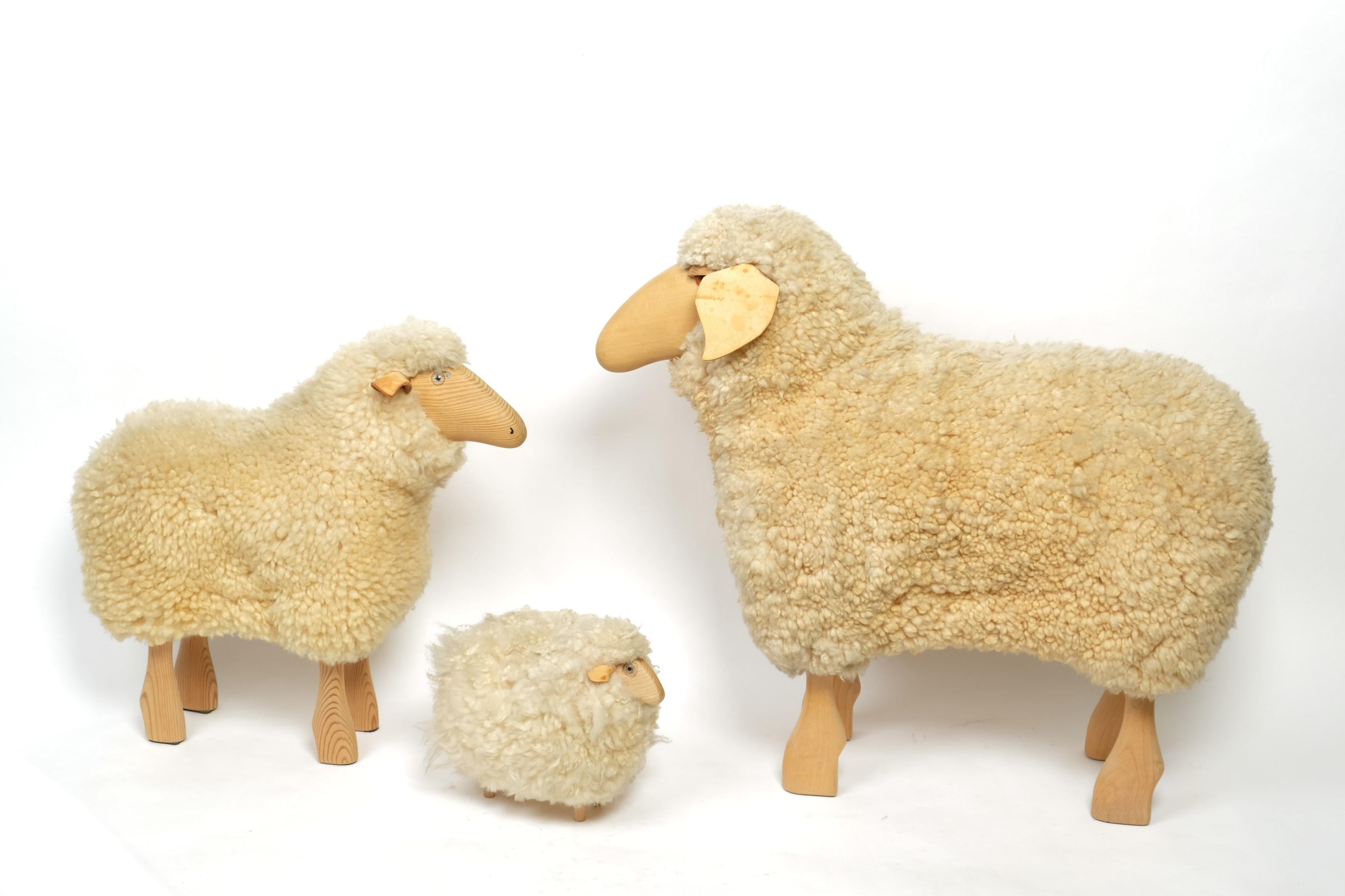 Mid-Century Modern Decorative set of three sheep by Hans Peter Krafft for Meier, Germany 1980s
