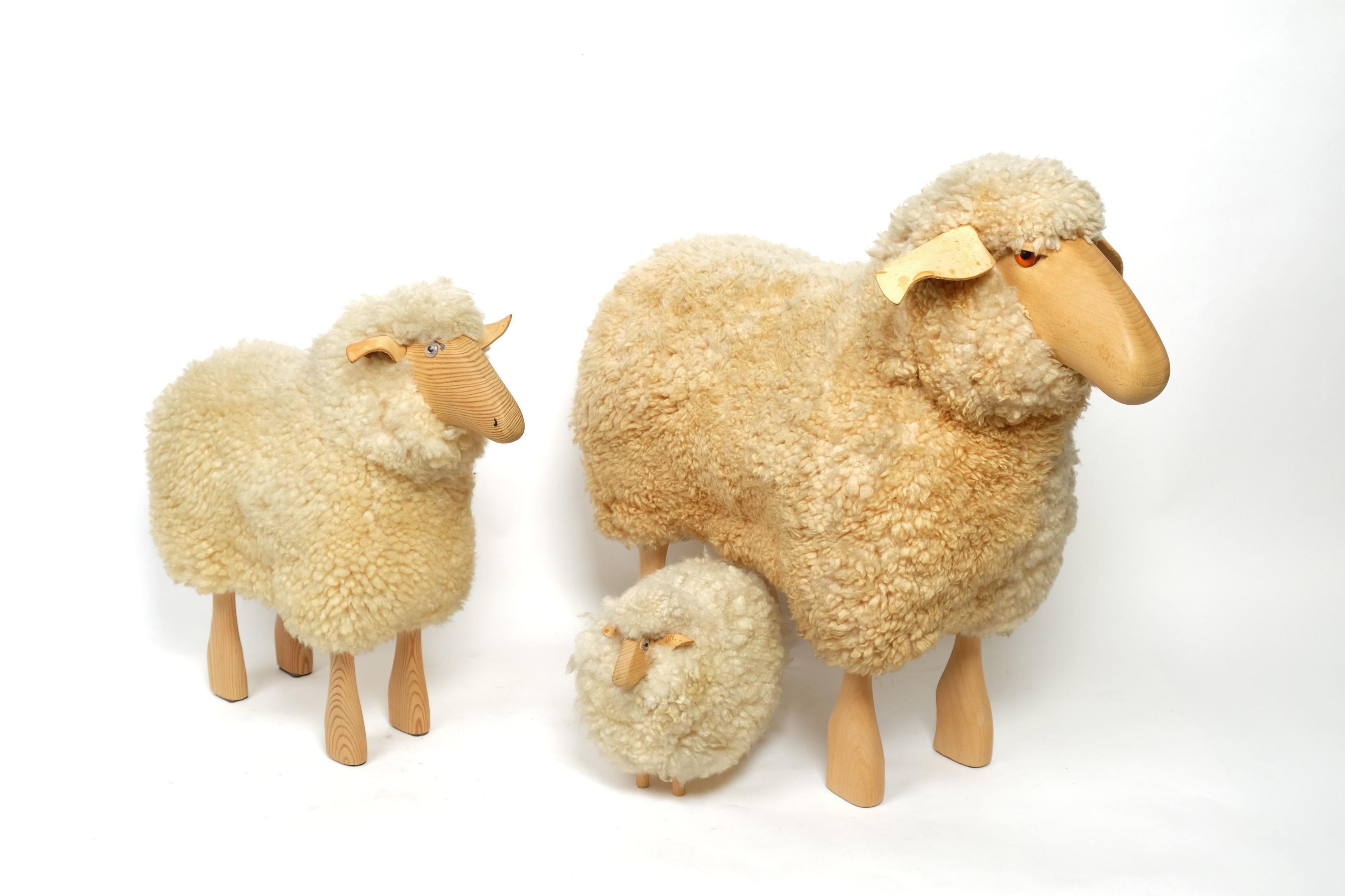 Late 20th Century Decorative set of three sheep by Hans Peter Krafft for Meier, Germany 1980s