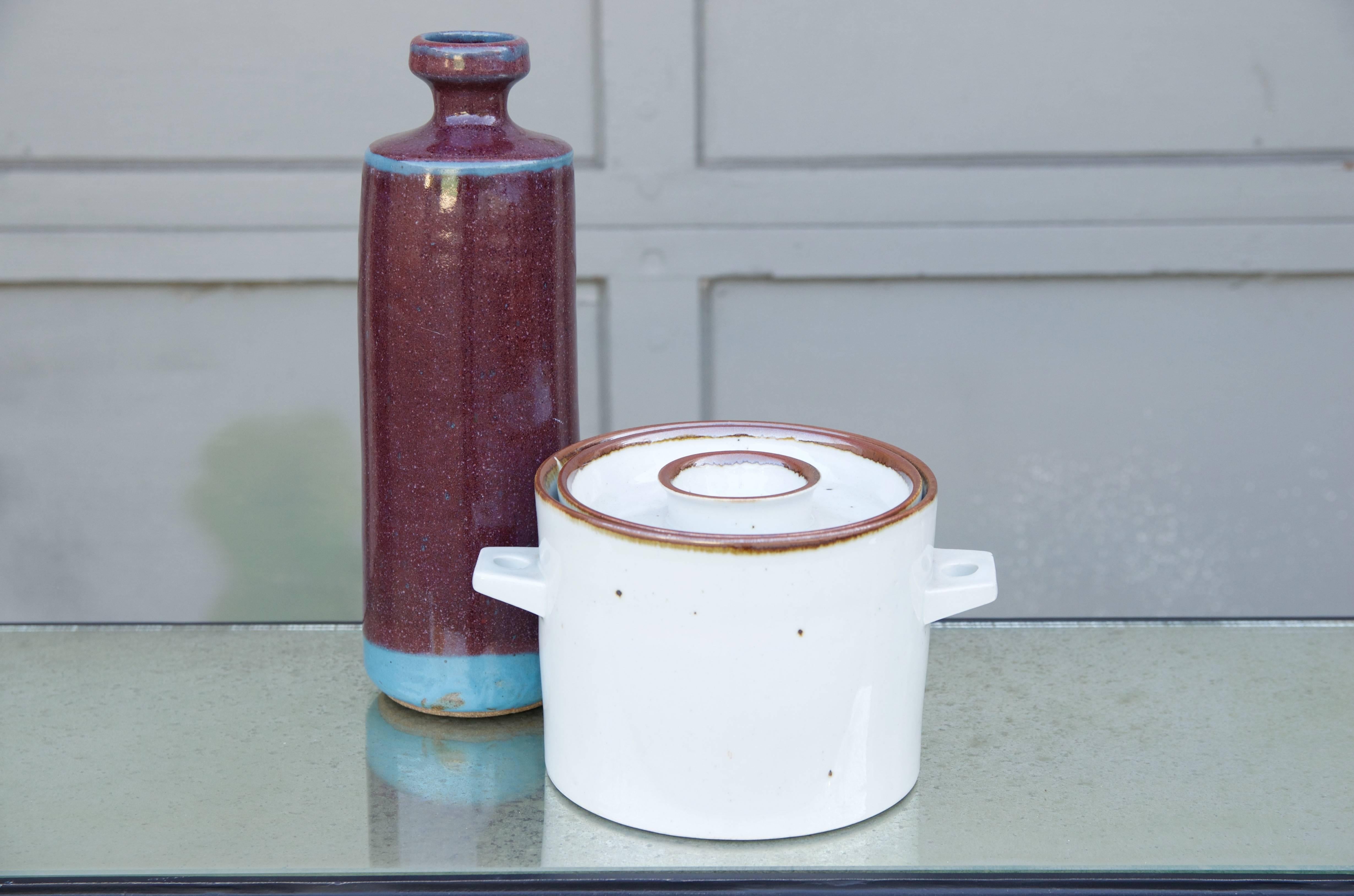 Mid-20th Century Decorative Set of Two Modern Glazed Scandinavian Vessels For Sale