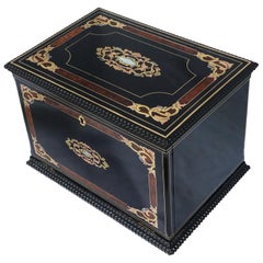 Antique Decorative Sewing Jewel Box in Boulle Marquetry Napoleon III, France 1870