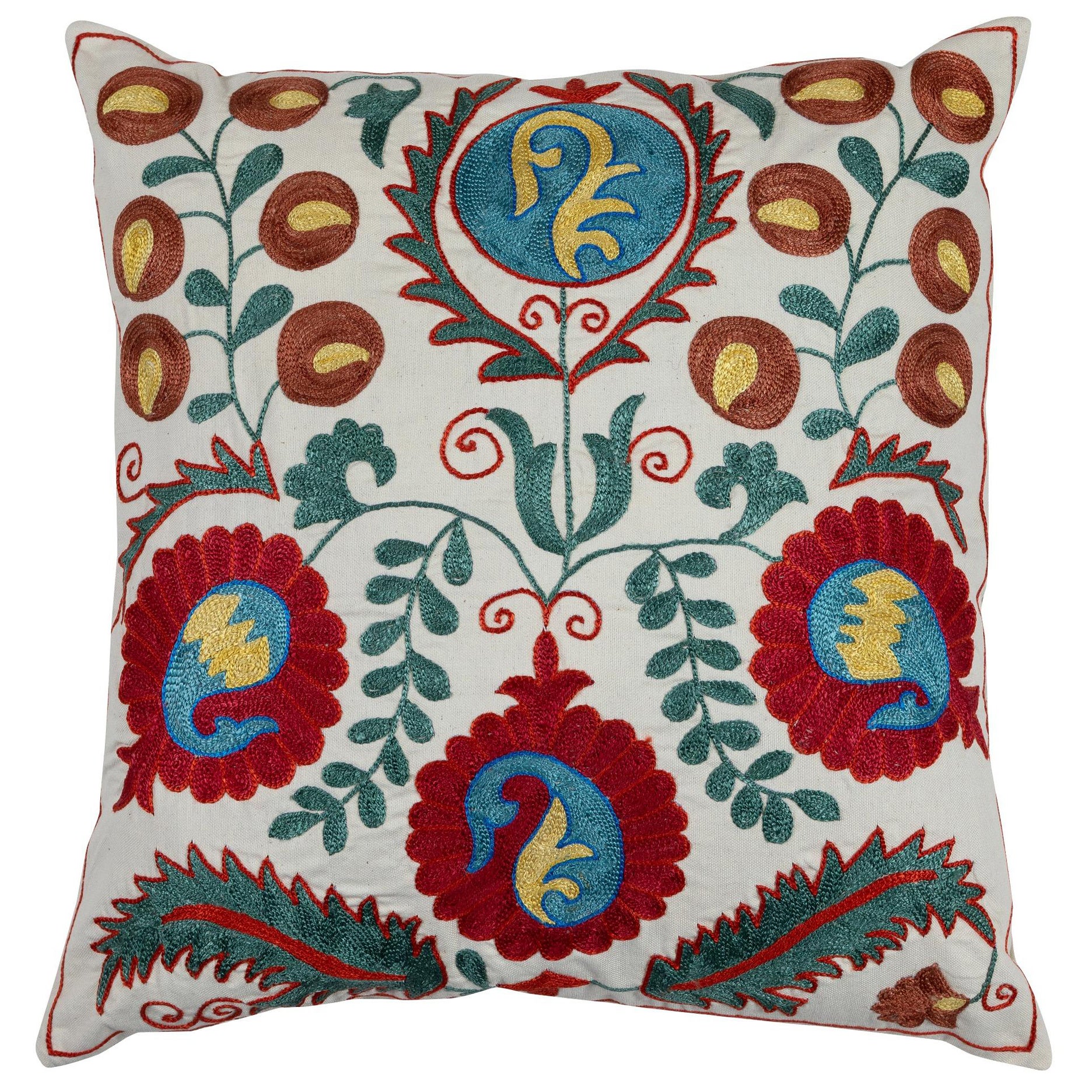 Coussin décoratif Sham, Suzani, oreiller en dentelle brodée, housse de coussin en soie en vente