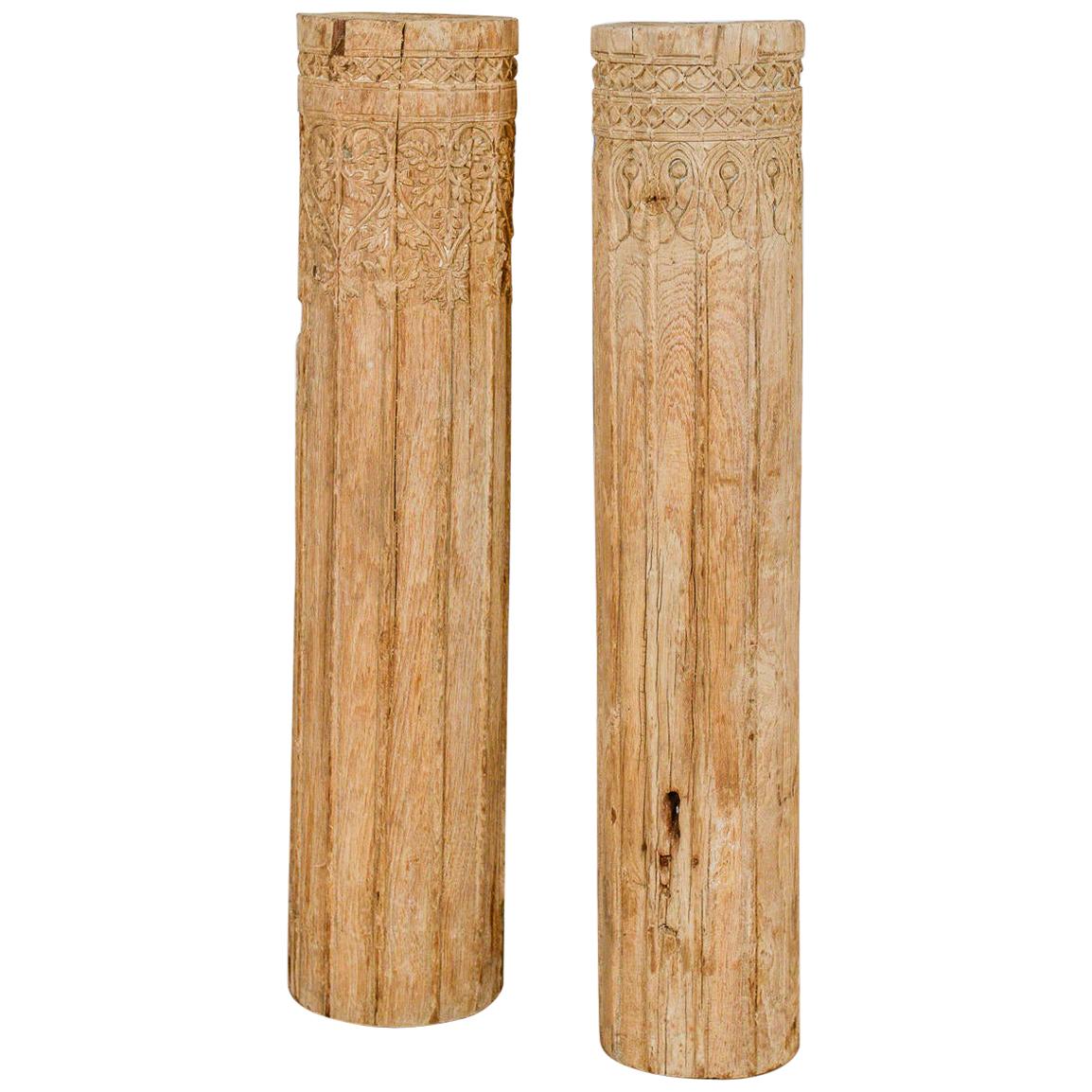 Decorative Short Hardwood Pillars, 20th Century For Sale