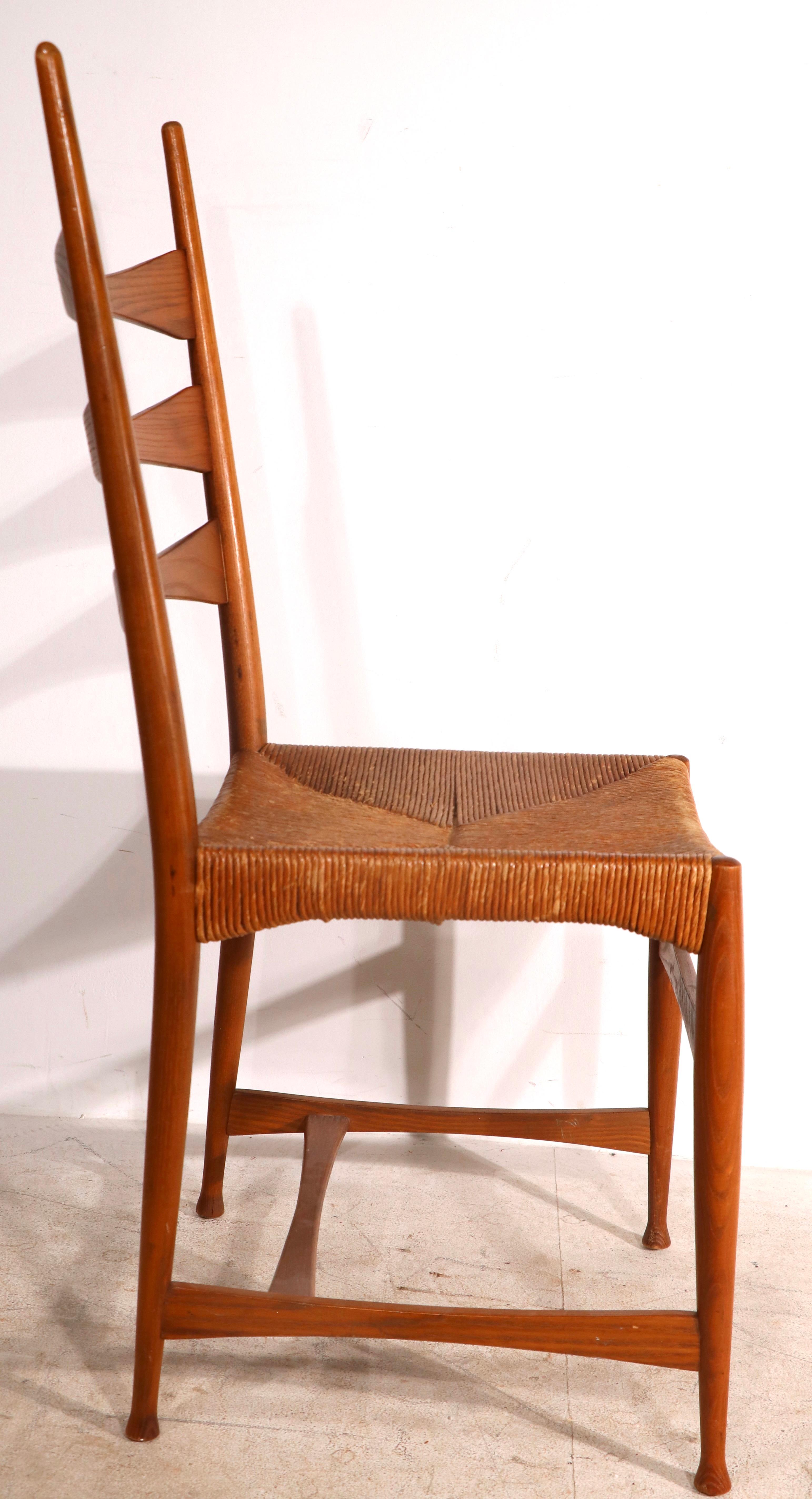 Voguish, chic mid century style really only the Italians could attain, this gem was produced by master designer Paolo Buffa, and it is in very fine, original, untouched condition.
Probably originally part of a set of dining chairs, but this chair