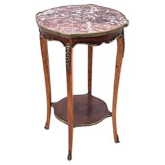 Decorative Side Table with Marble Top, France, circa 1940s