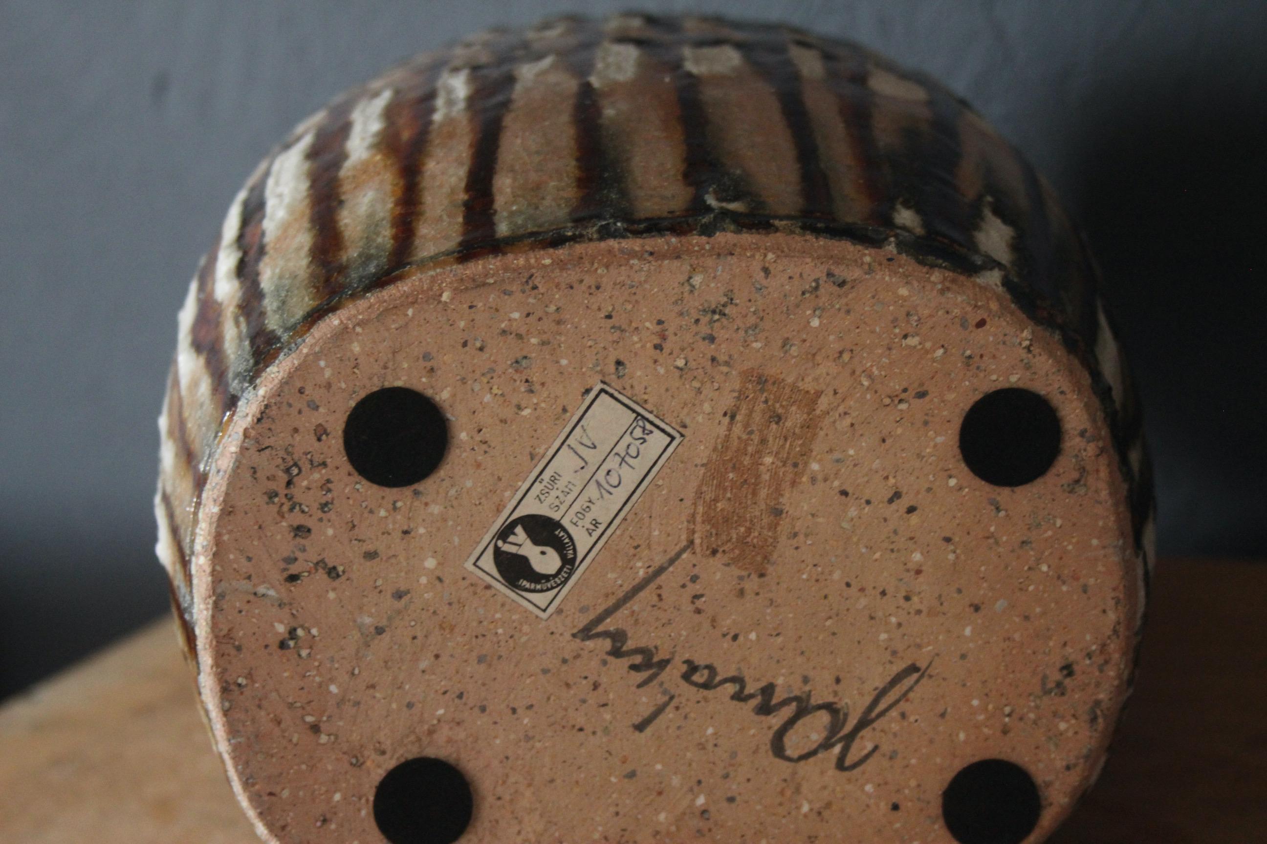 Late 20th Century Decorative signed ceramic vase For Sale
