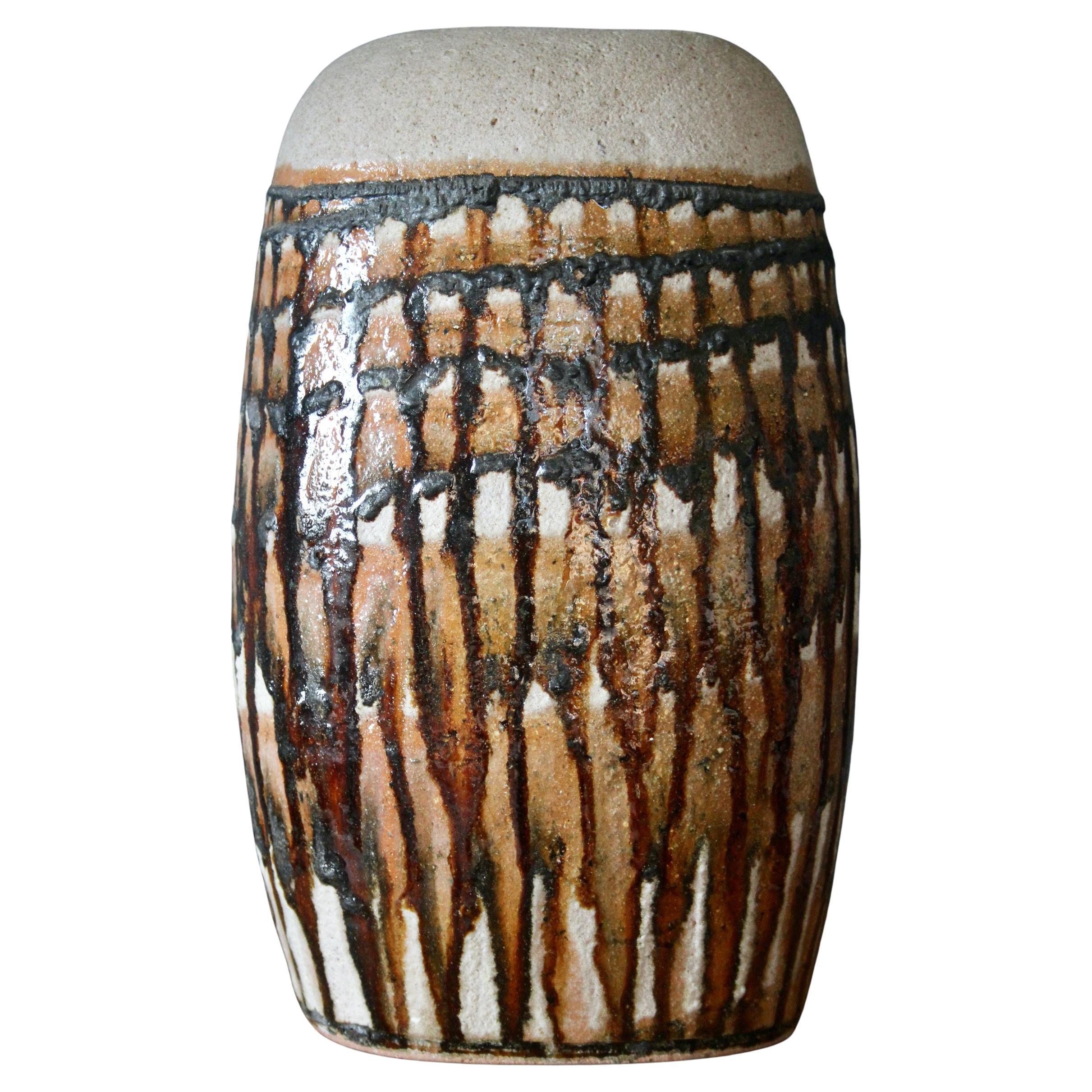 Decorative signed ceramic vase For Sale