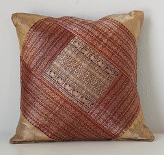 Decorative Silk Throw Pillow Made from Vintage Sari Borders, India