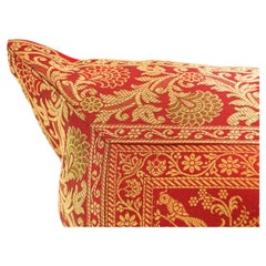 Decorative Silk Throw Pillow with Elephants and Peacocks India