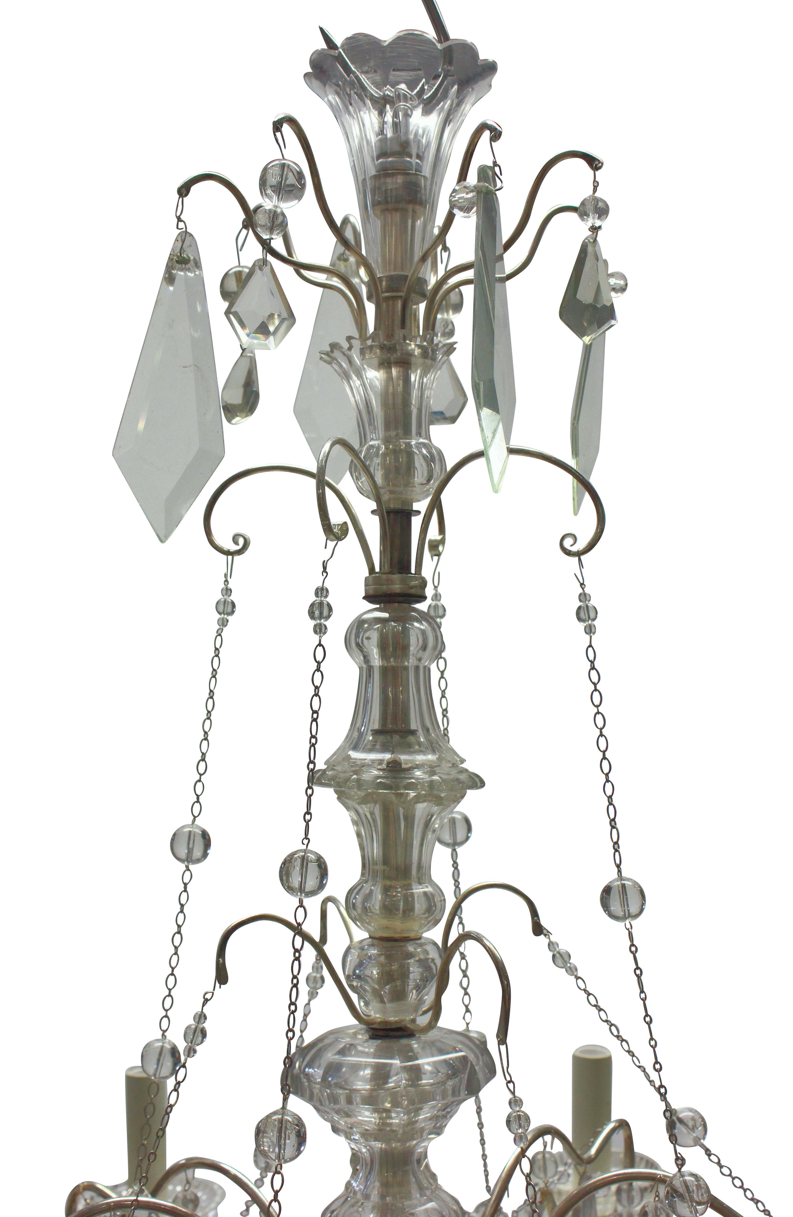 Decorative Silver & Cut Glass Chandelier In Good Condition For Sale In London, GB