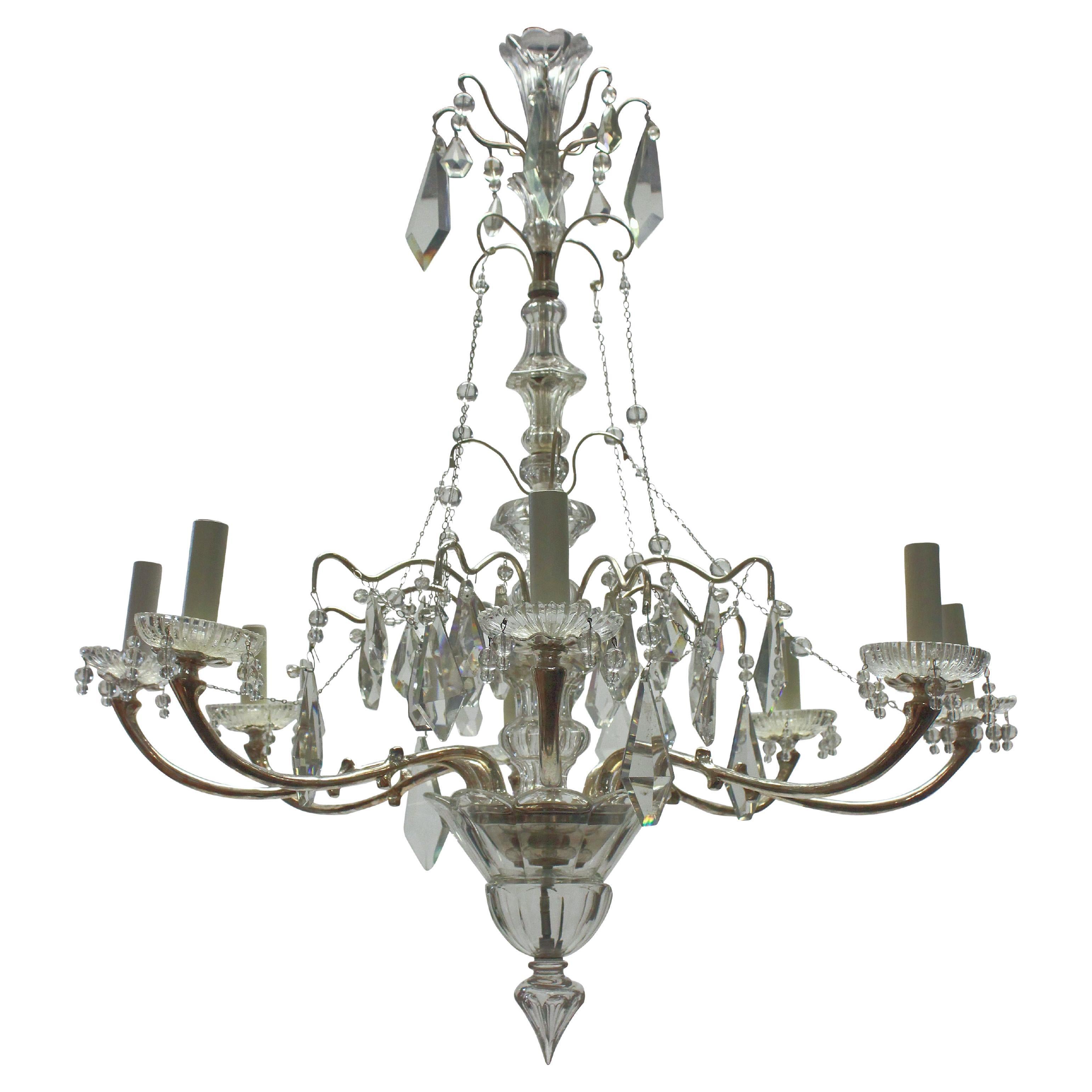 Decorative Silver & Cut Glass Chandelier