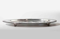 Decorative Silver-Plated Oval Serving Tray with Raised Botanical Motif, 1970s