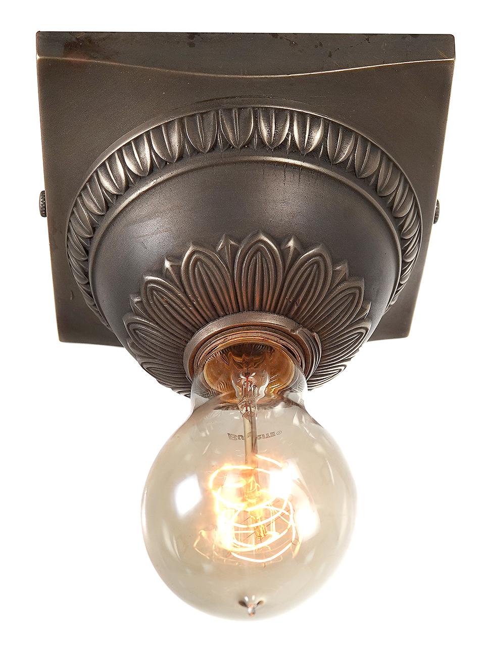 Art Nouveau Decorative Single Bulb Brass Flush Mount For Sale