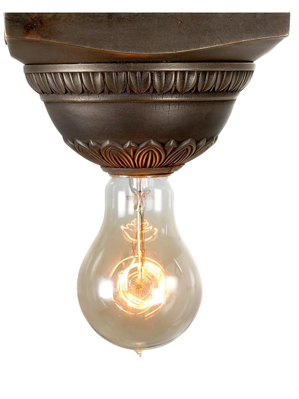Decorative Single Bulb Brass Flush Mount In Good Condition For Sale In Peekskill, NY