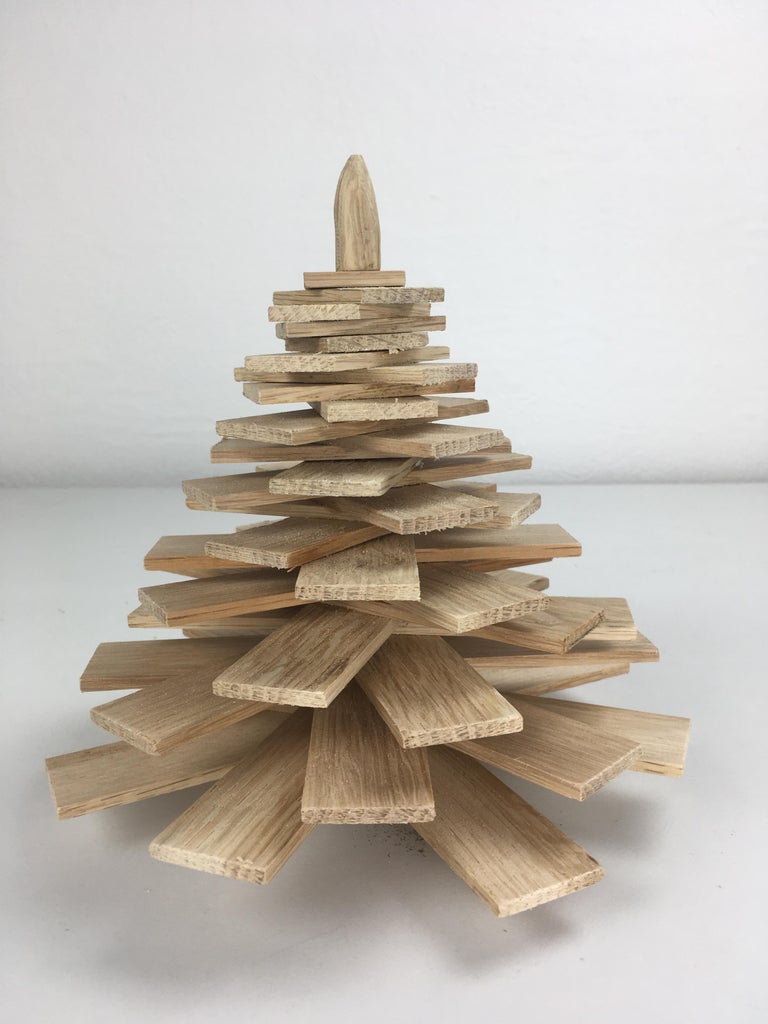 Decorative Small Handmade Wooden Christmas Tree in Oak For Sale at 1stDibs