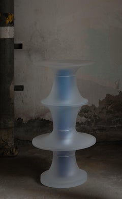 Decorative Small Totem in Light Blue Resin by Saerom Yoon