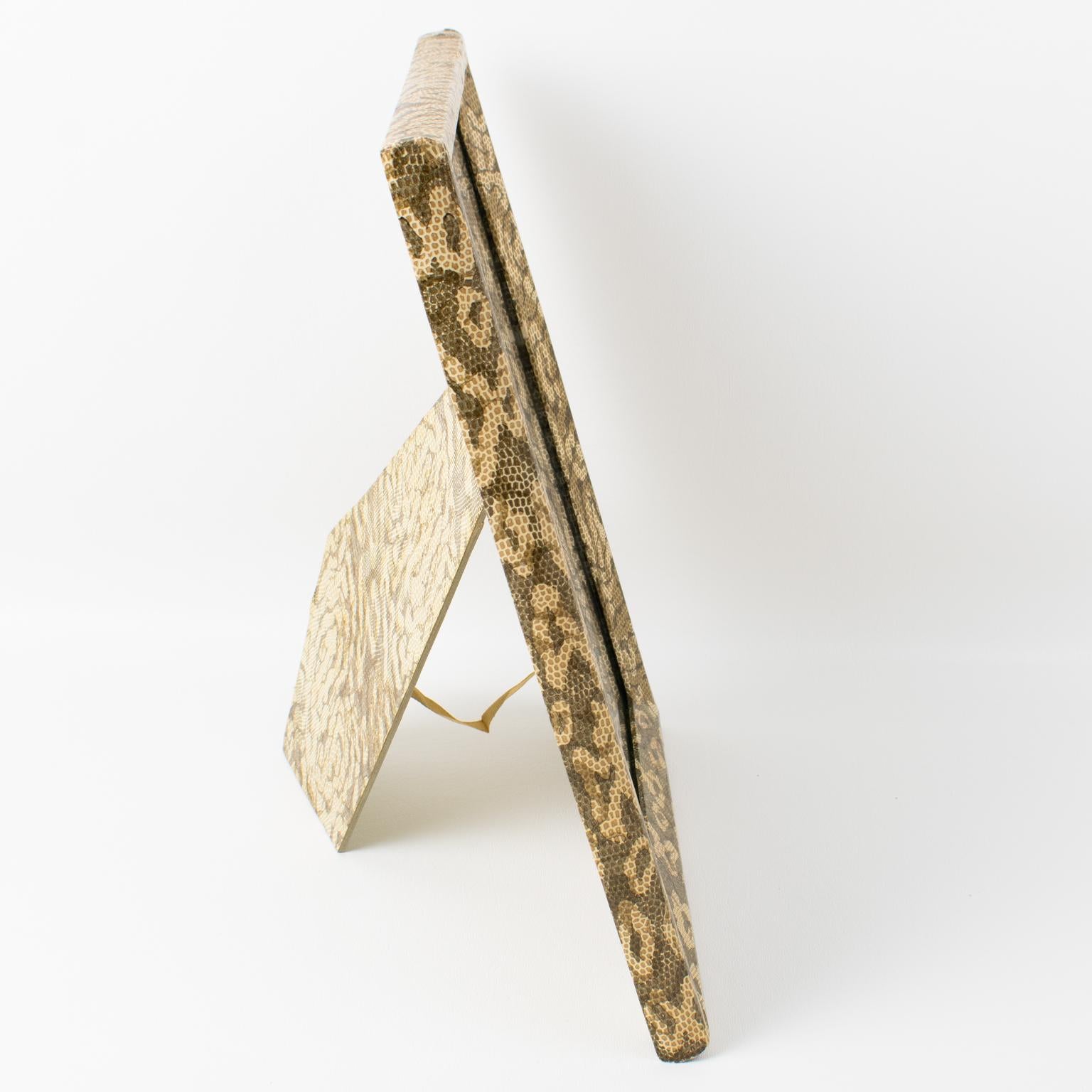Mid-Century Modern Decorative Snake-Skin-Like Camouflage Pattern Picture Frame For Sale