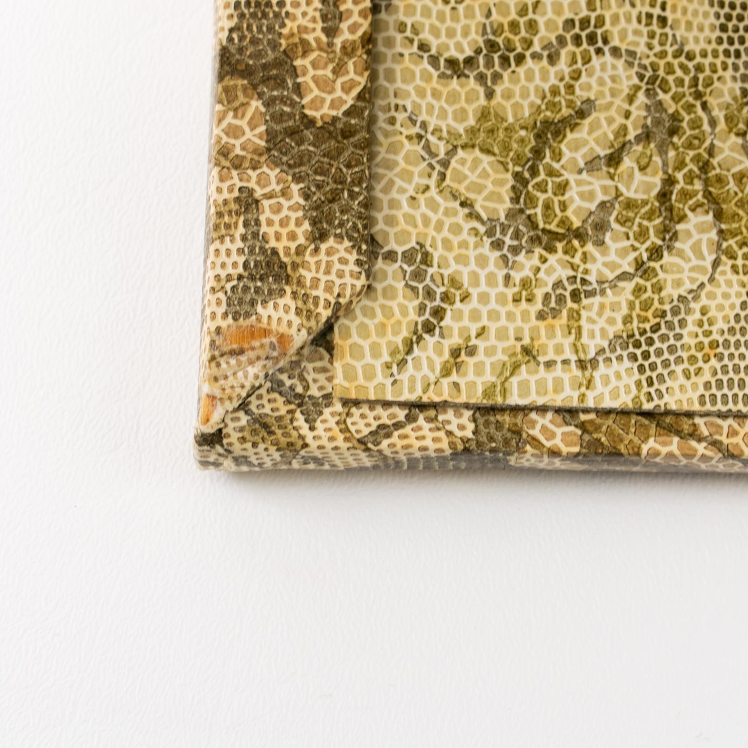 Mid-20th Century Decorative Snake-Skin-Like Camouflage Pattern Picture Frame For Sale