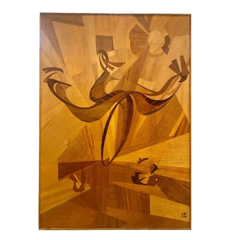 Mid-Century Modern  Decorative socialist realism large marquetry wall board - mid century - For Sale