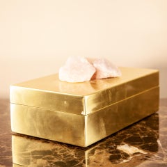 Decorative Solid Bras Box with Rose Quartz Elements