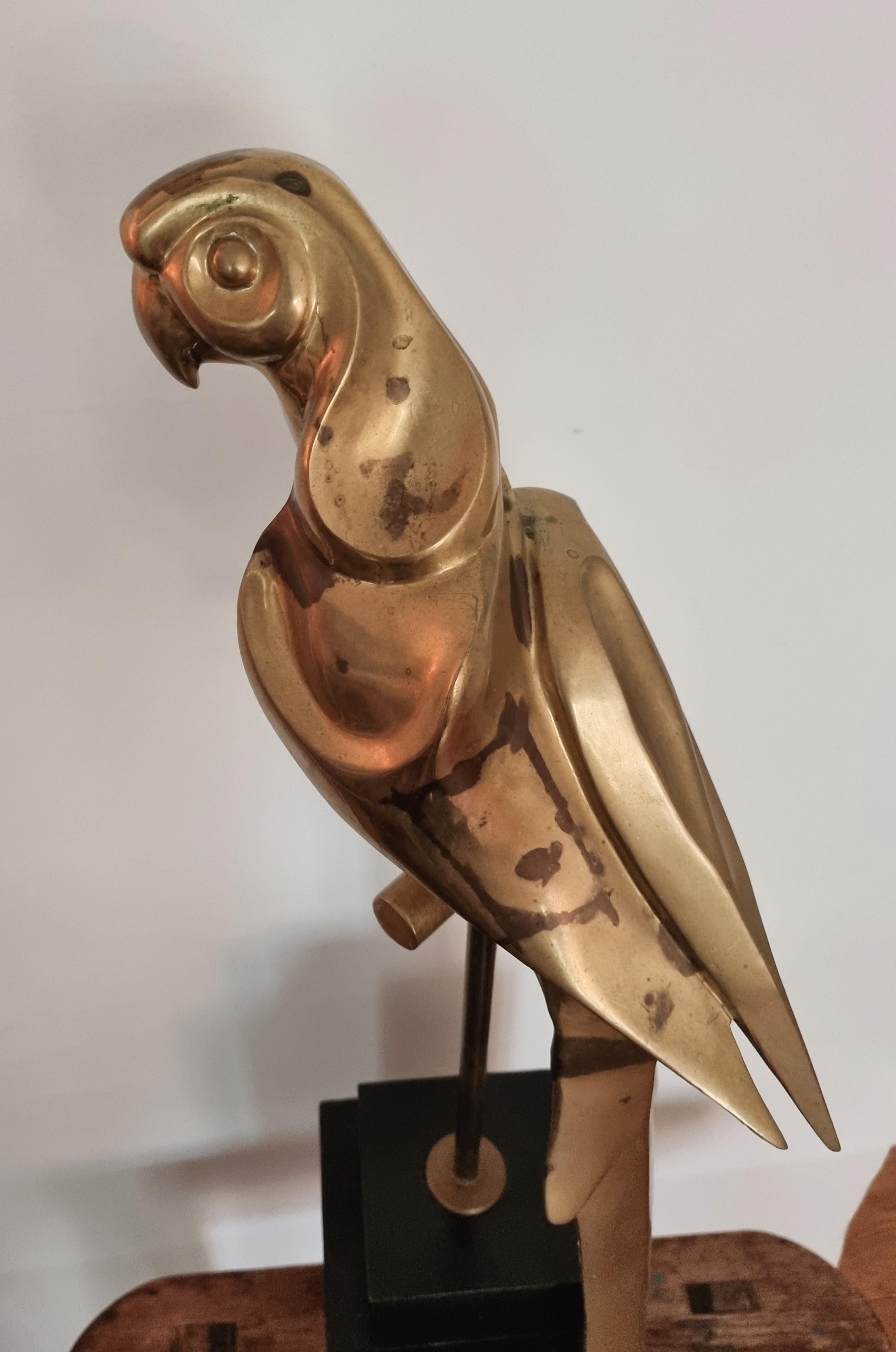 Decorative solid brass sculpture, parrot, 1970s Palm Beach- / Hollywood- Regency For Sale 3