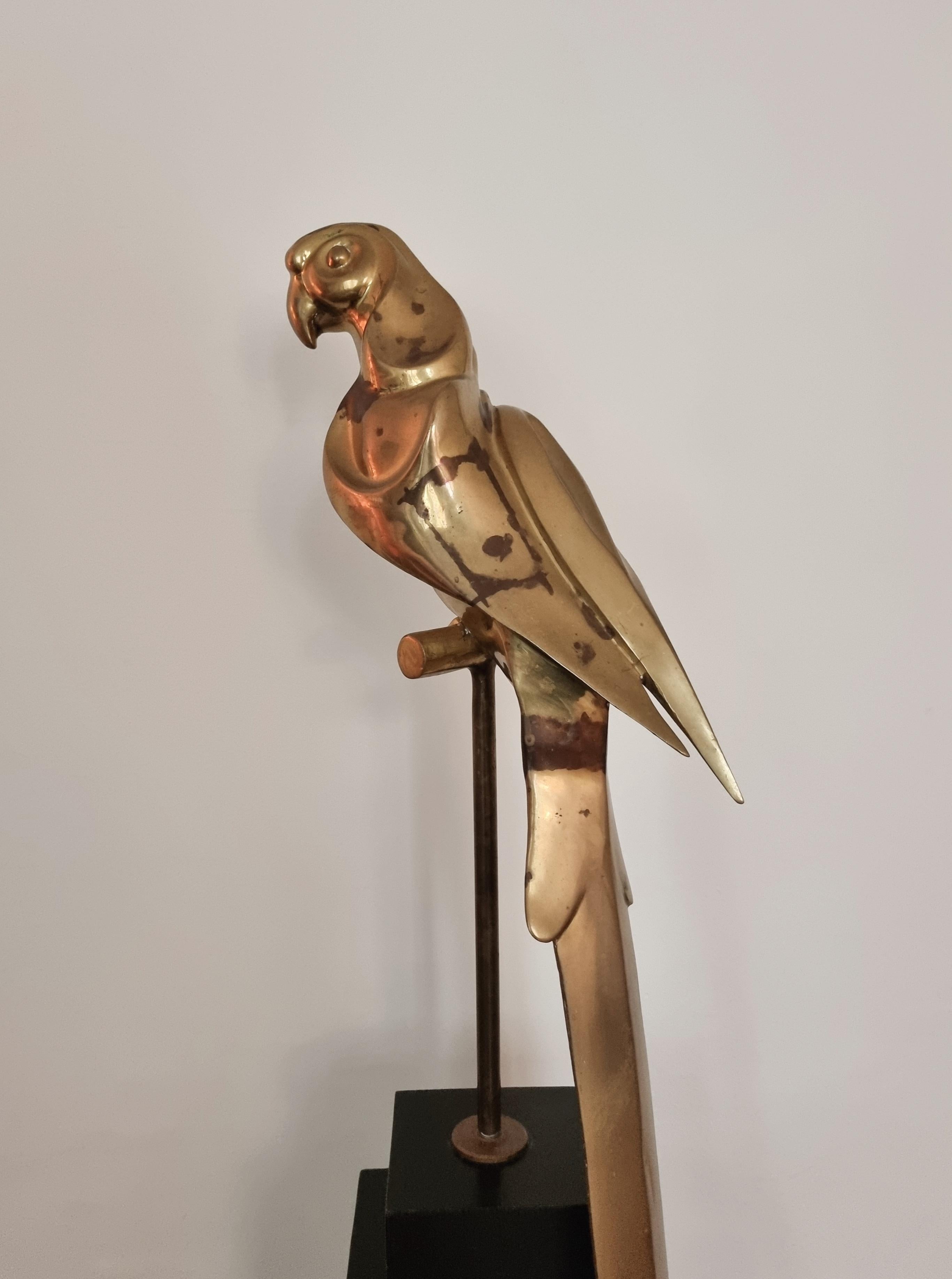 Decorative solid brass sculpture, parrot, 1970s Palm Beach- / Hollywood- Regency For Sale 6
