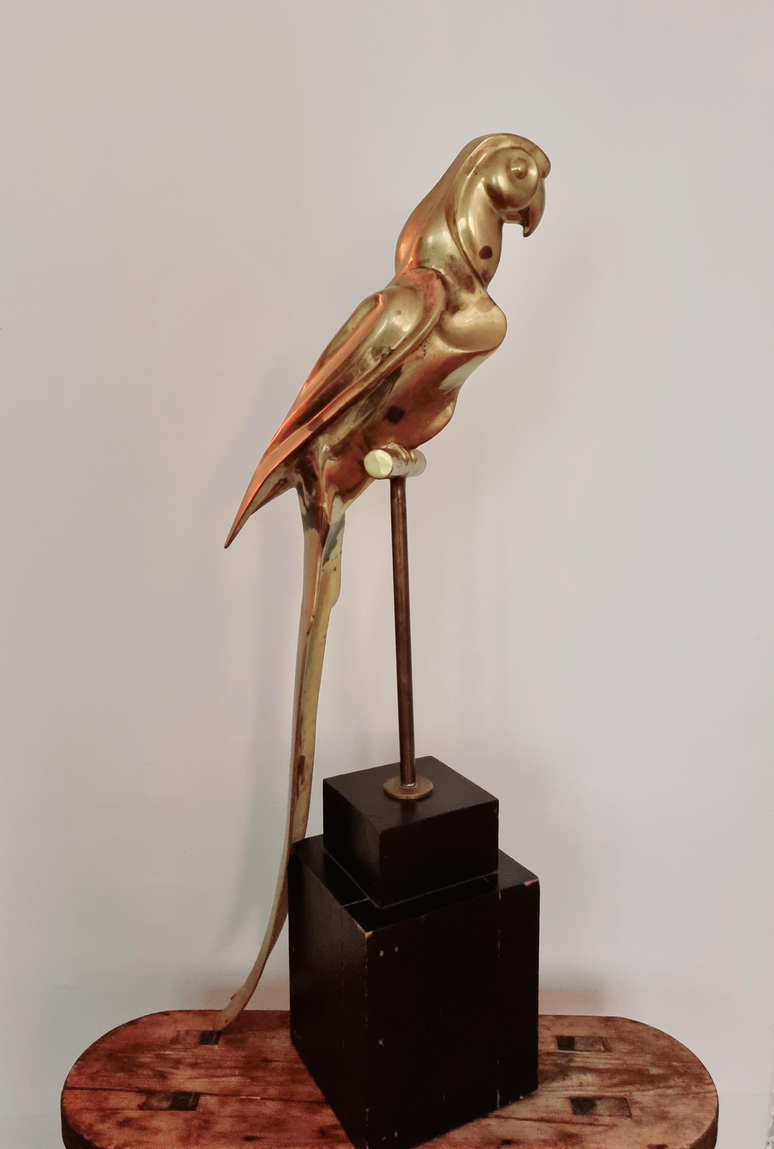 Brass Decorative solid brass sculpture, parrot, 1970s Palm Beach- / Hollywood- Regency For Sale