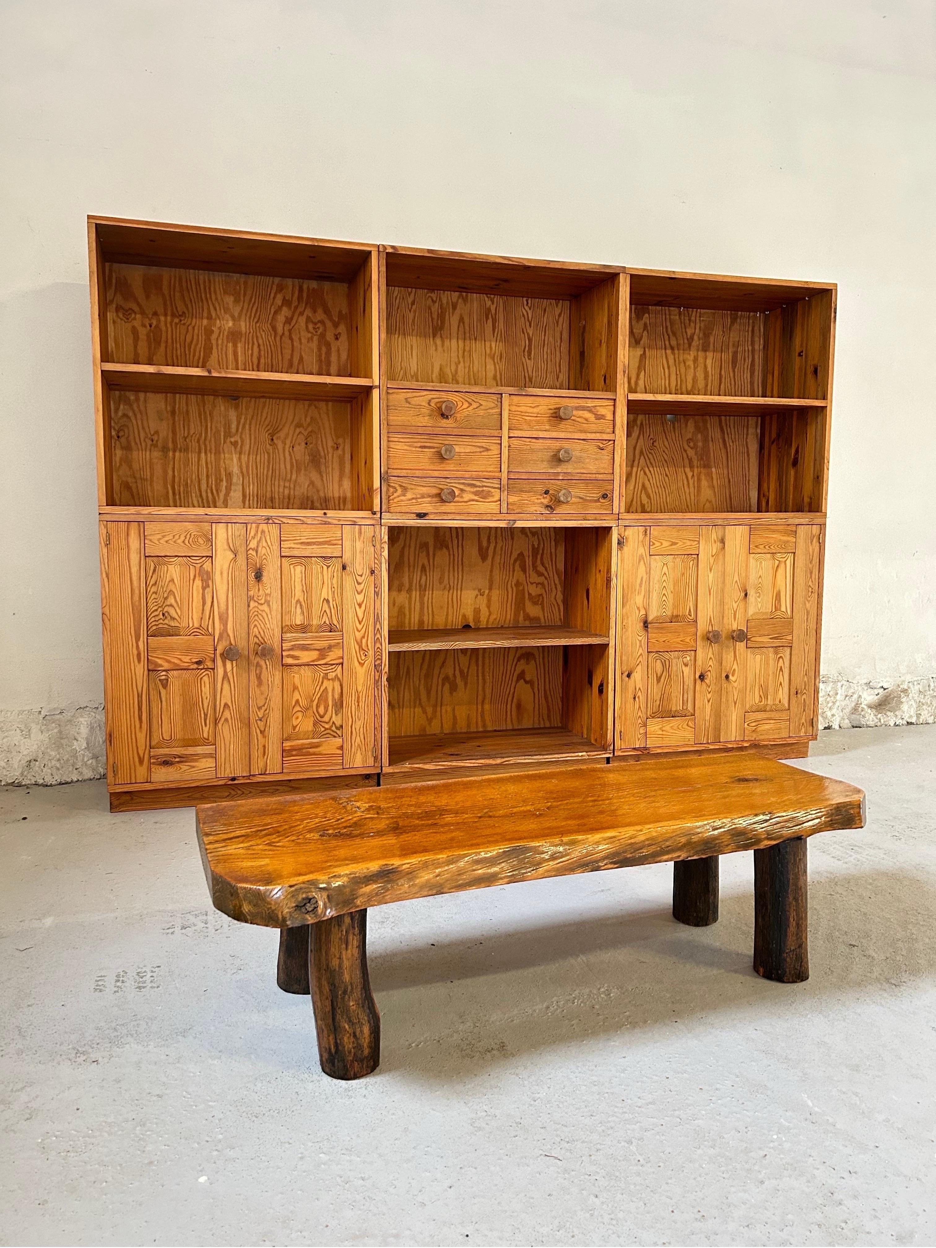 Hand-Crafted Decorative Solid Pine cabinets by Luxus, Sweden 1970’s For Sale