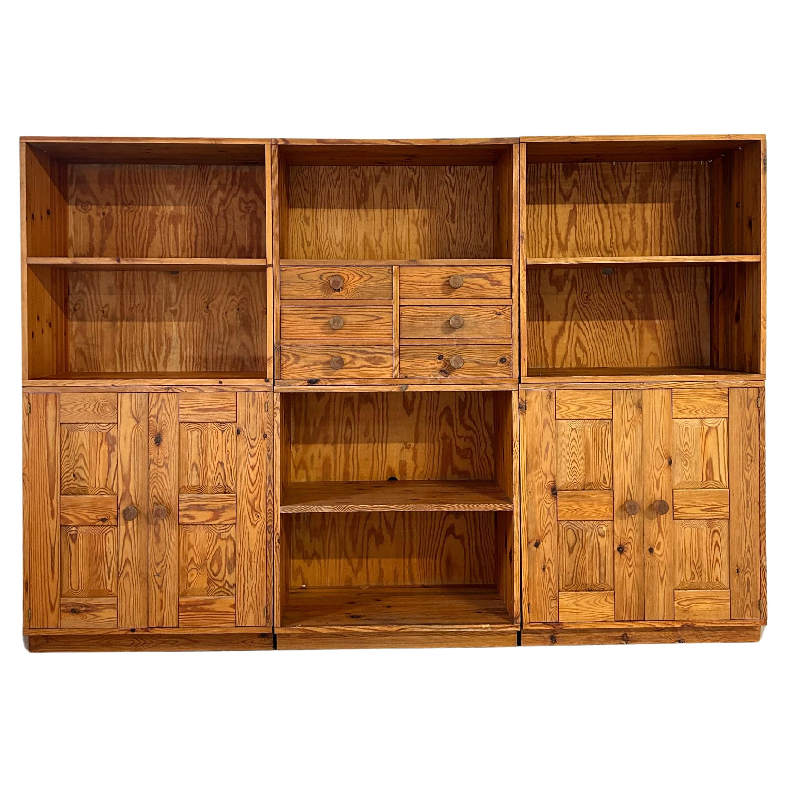 Decorative Solid Pine cabinets by Luxus, Sweden 1970’s For Sale