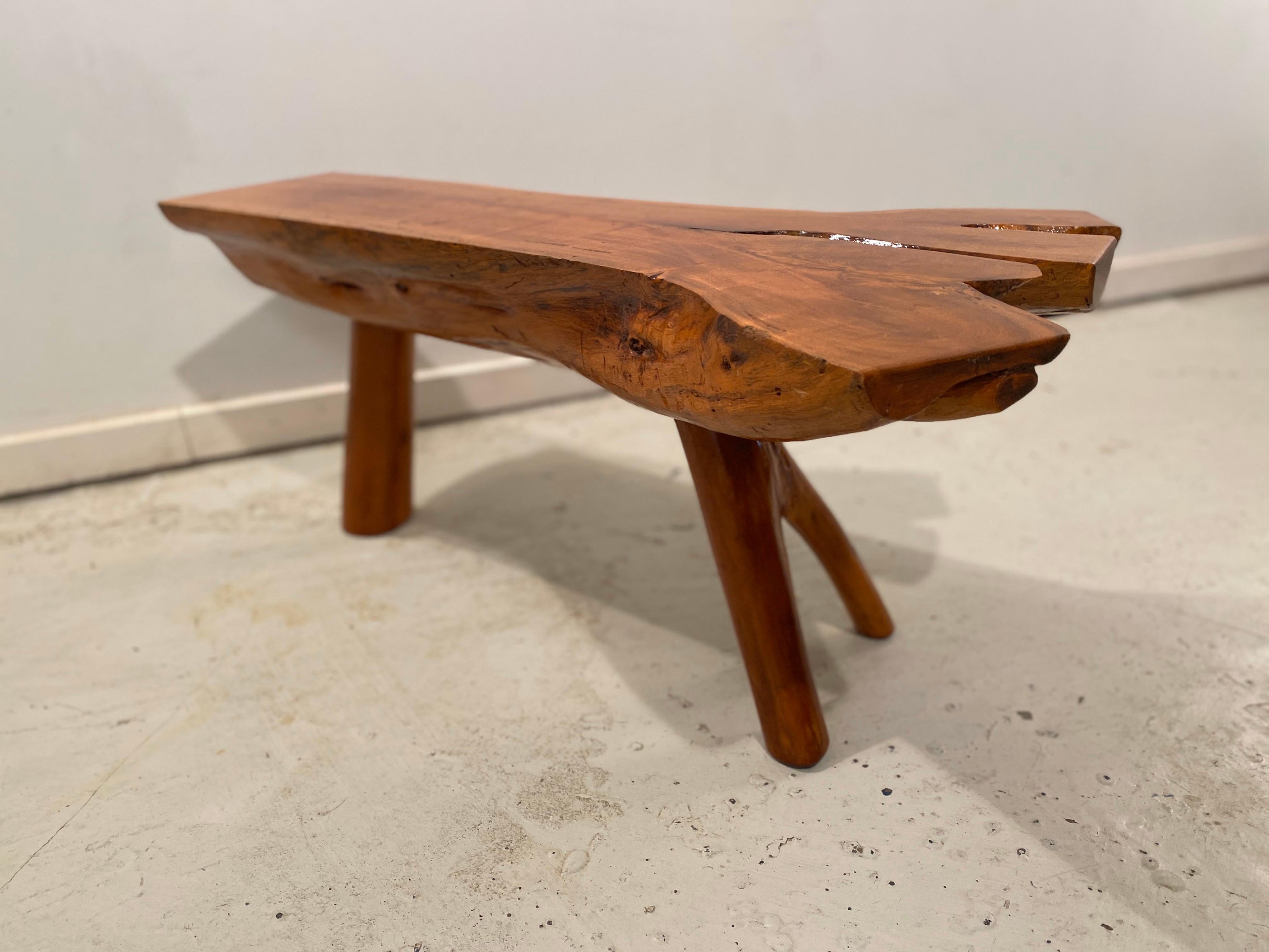 Mid-Century Modern Decorative Split Wood Log Coffee or Side Table or Bench