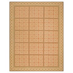 Decorative Square Pattern in Beige Color Contemporary Needlepoint FlatWeave Rug