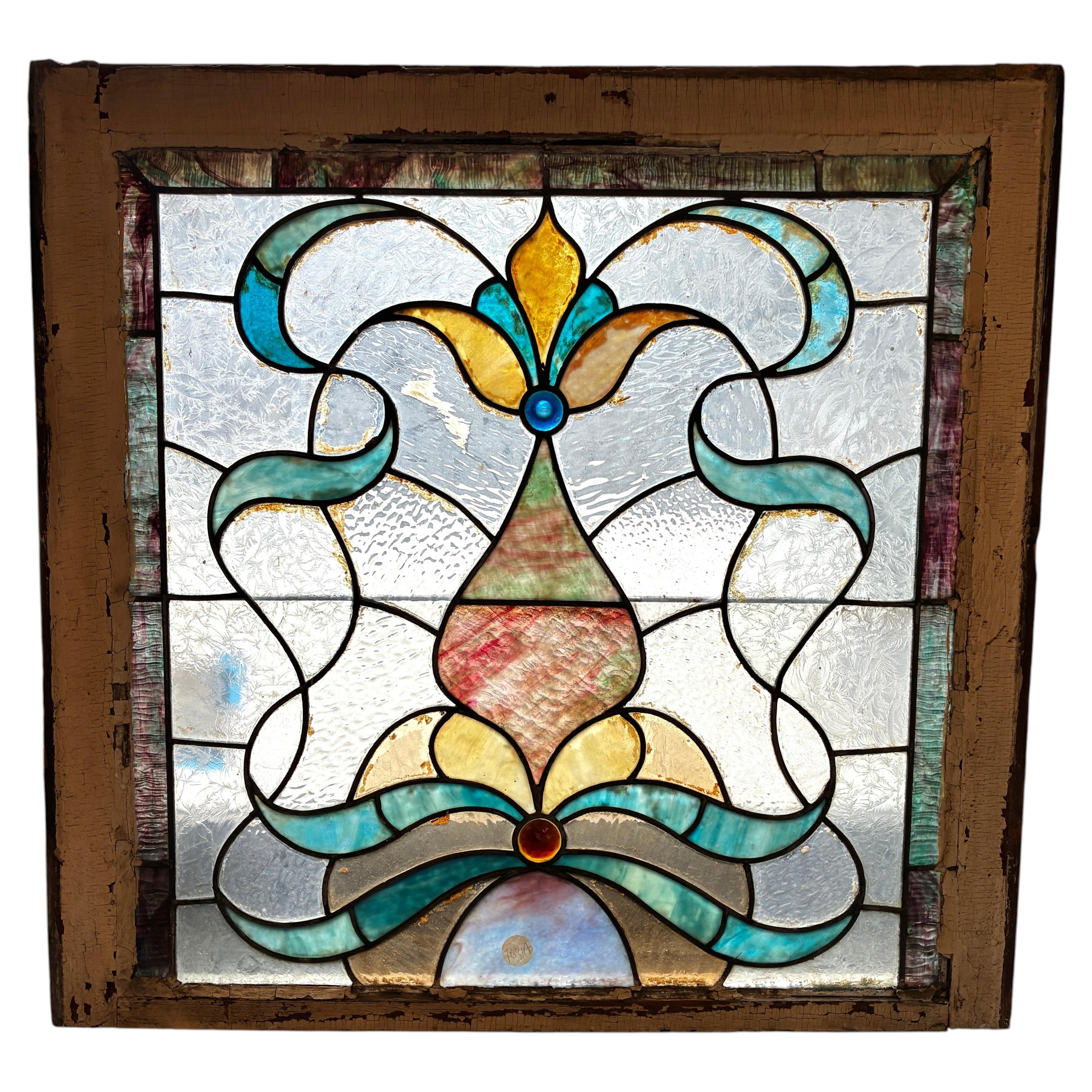 Decorative Stained Glass Window 30" x 29"