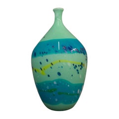 Vintage Decorative Stem Vase, English, Glass, Art Vase, Aquatic Overtones, 20th Century