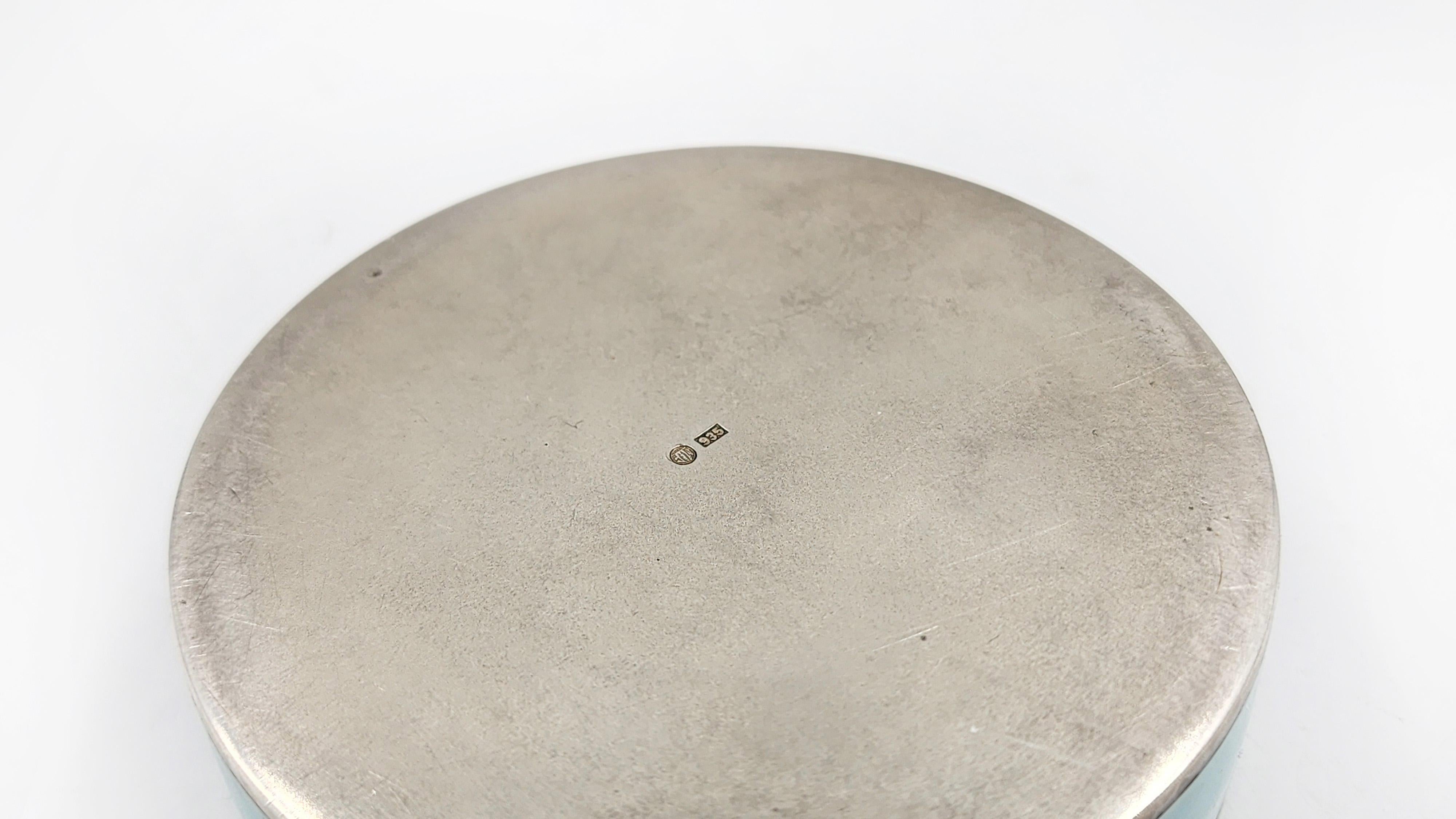 Francese Scatola decorativa in argento sterling con smalto Art Nouveau in vendita