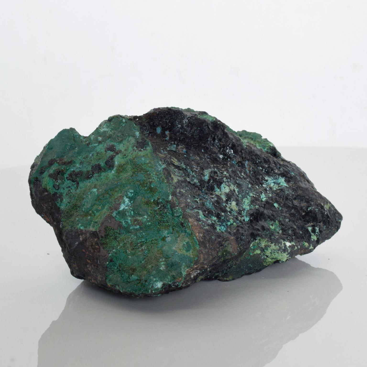 Mid-Century Modern 1960s Raw Stone Paperweight Natural Malachite Azurite For Sale