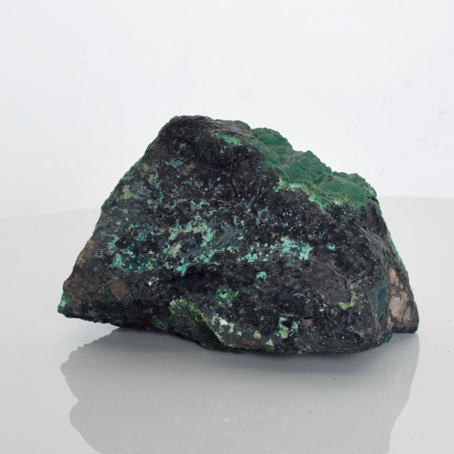 Mexican 1960s Raw Stone Paperweight Natural Malachite Azurite For Sale