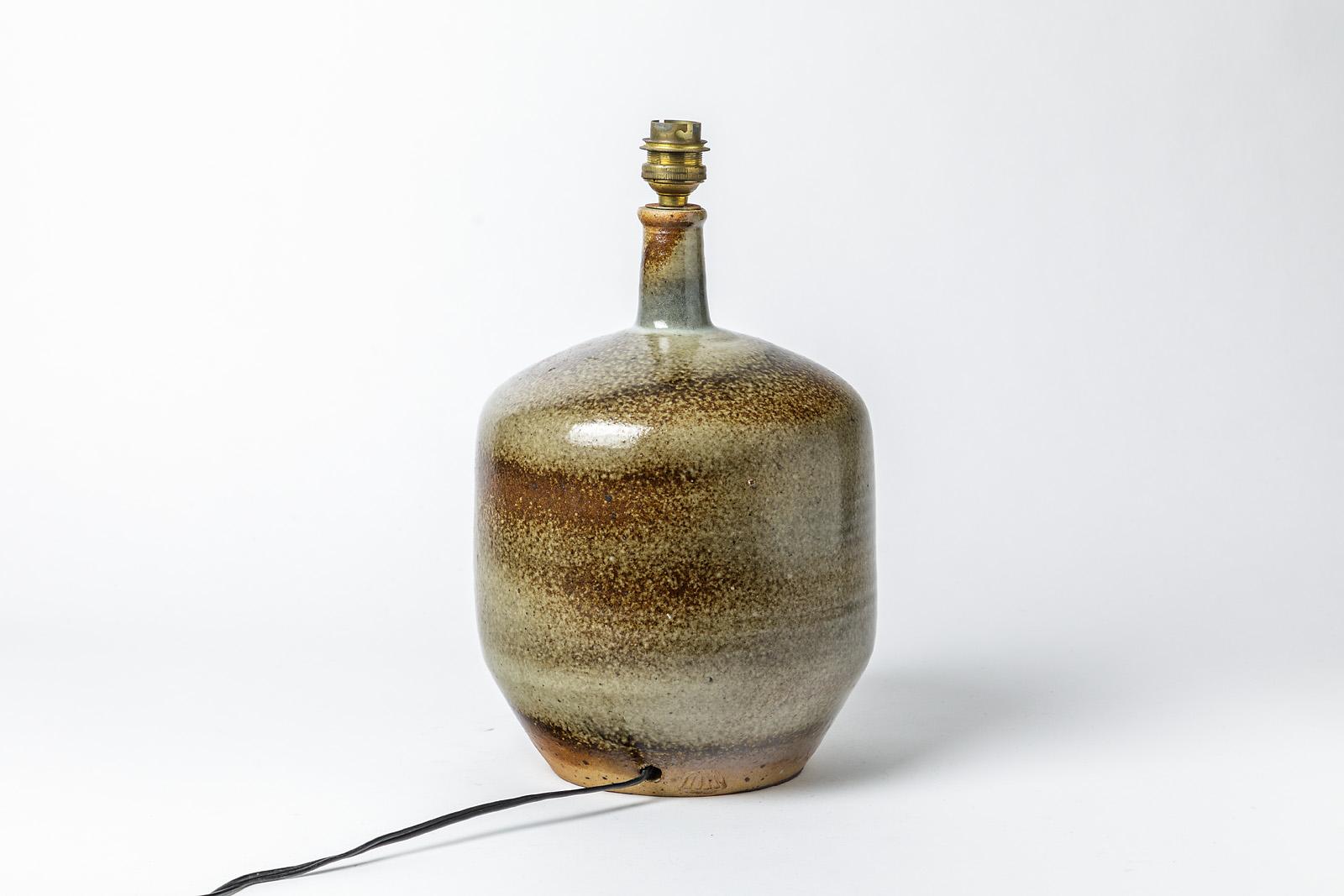 French Decorative Stoneware Ceramic Lamp Designed by Pierre Digan in La Borne