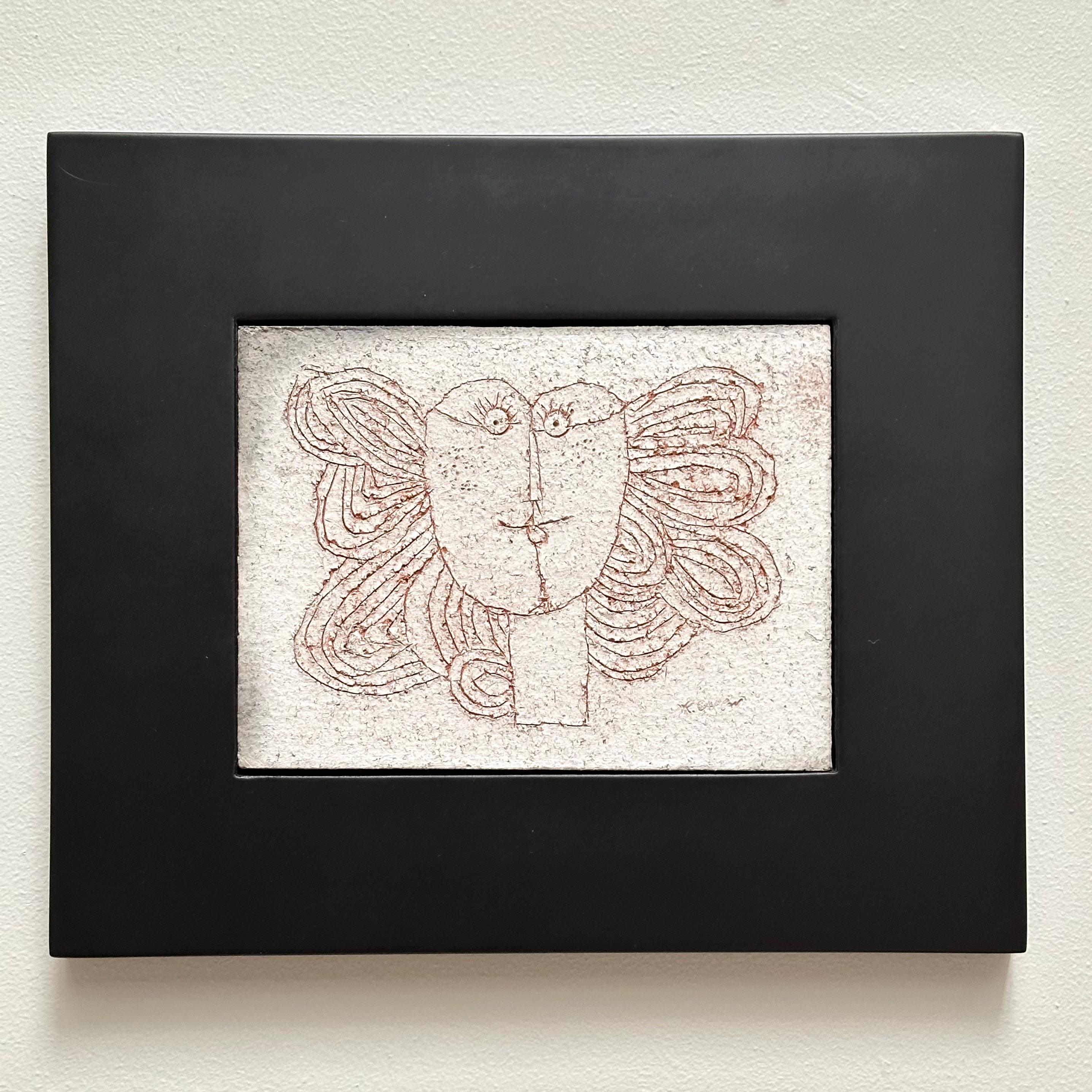 Non smaltato Piastrella decorativa in gres, Roger Capron, Vallauris AM. C.C. 1980 in vendita