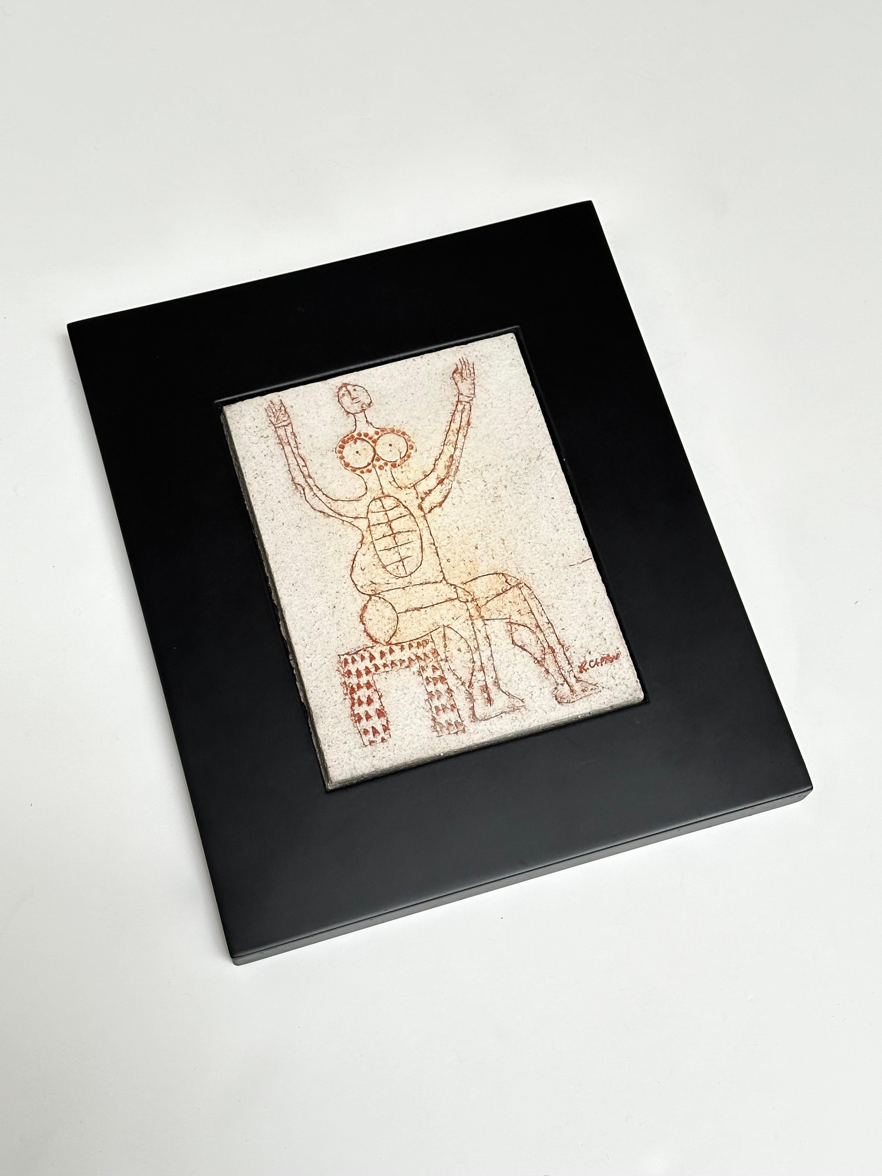 Dekorative Steingutfliesen, Roger Capron, Vallauris, um 1980 (Unglasiert) im Angebot