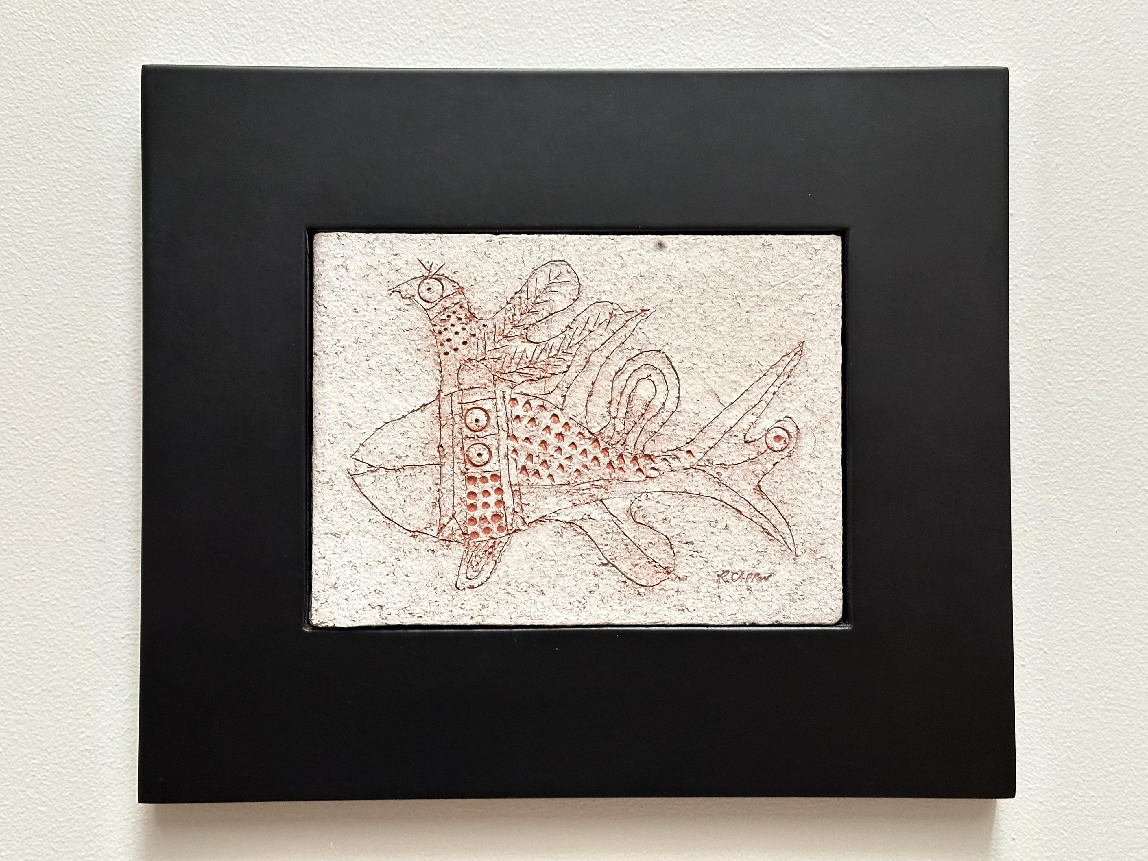 Azulejo decorativo de gres, Roger Capron, Vallauris c. 1980 en Excelente estado para la venta en St Ouen, FR