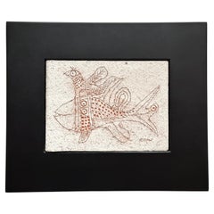 Decorative Stoneware Tile, Roger Capron, Vallauris c. 1980