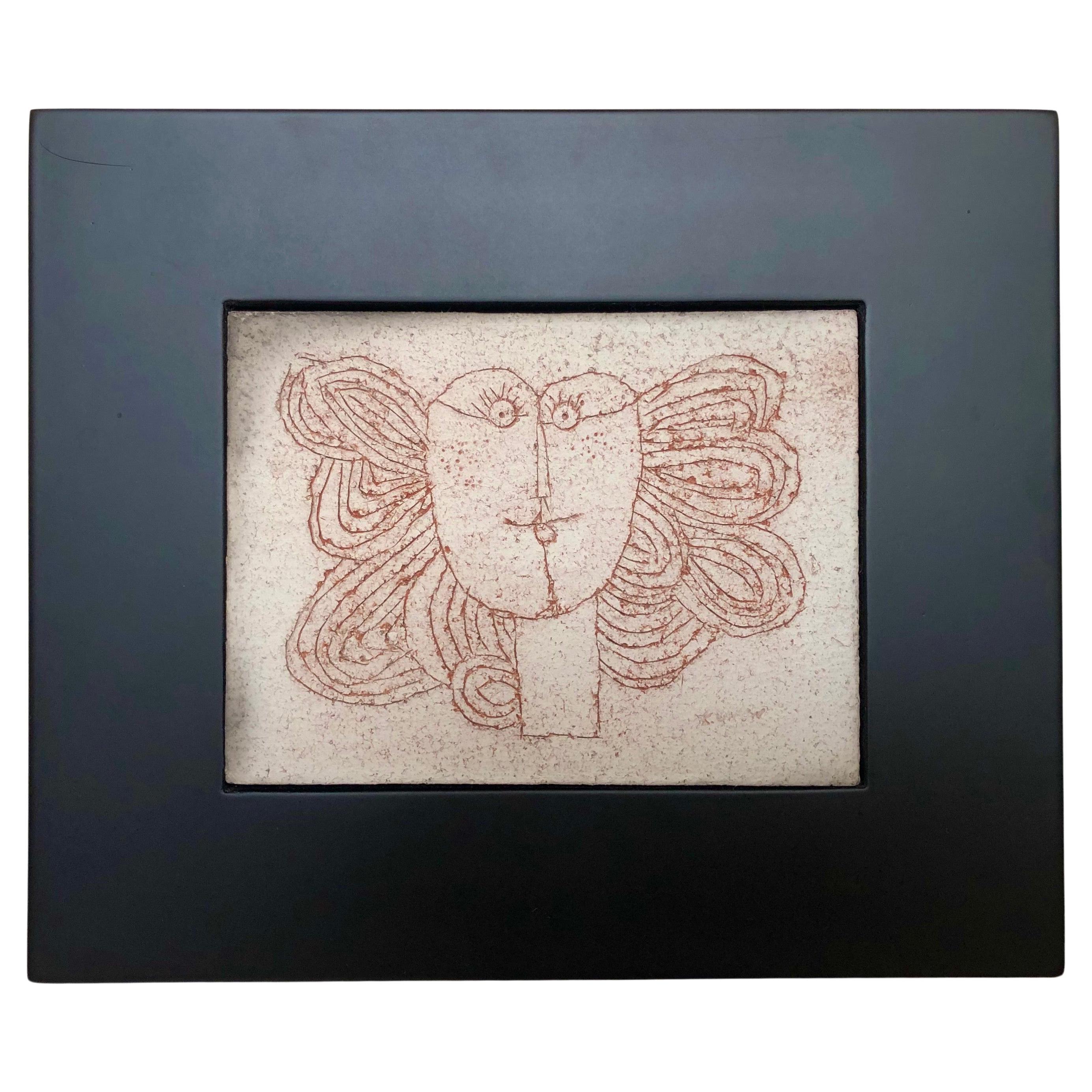 Piastrella decorativa in gres, Roger Capron, Vallauris AM. C.C. 1980