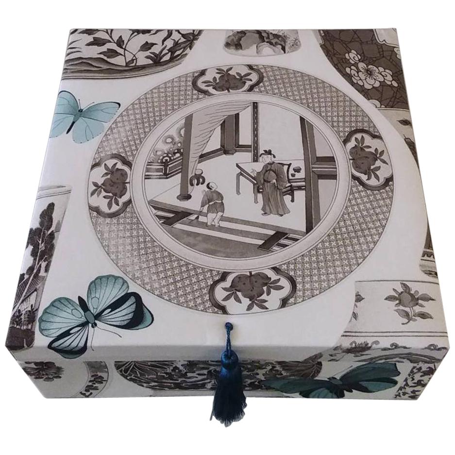 Decorative Storage Box for Scarves Manuel Canovas Fabric Handmade in France