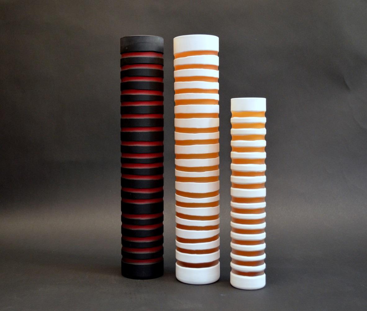 Italian Decorative Striped Glass Vases For Sale