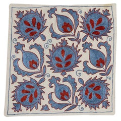 Decorative Suzani Pillow Case, Embroidered Cotton, Silk Cushion Cover