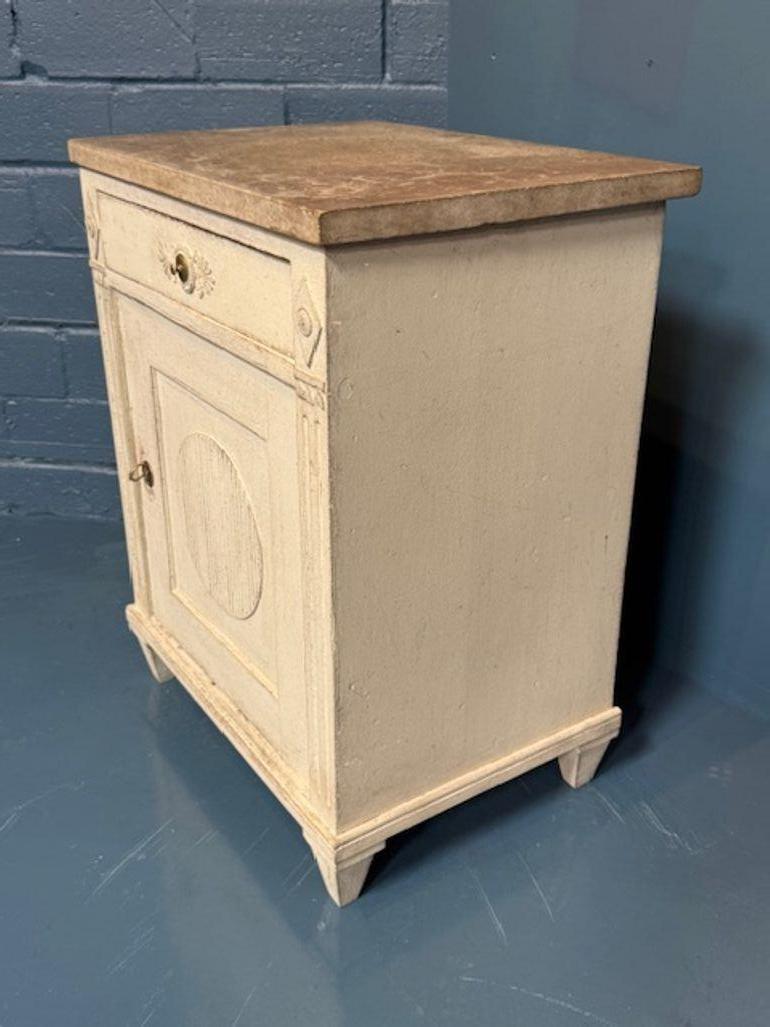 Contemporary Decorative Swedish Gustavian Style Carved and Painted Cabinet For Sale