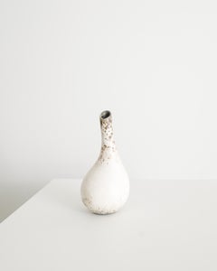 Vaso decorativo svedese di metà secolo in gres bianco e marrone di Hans Hedberg del 1950