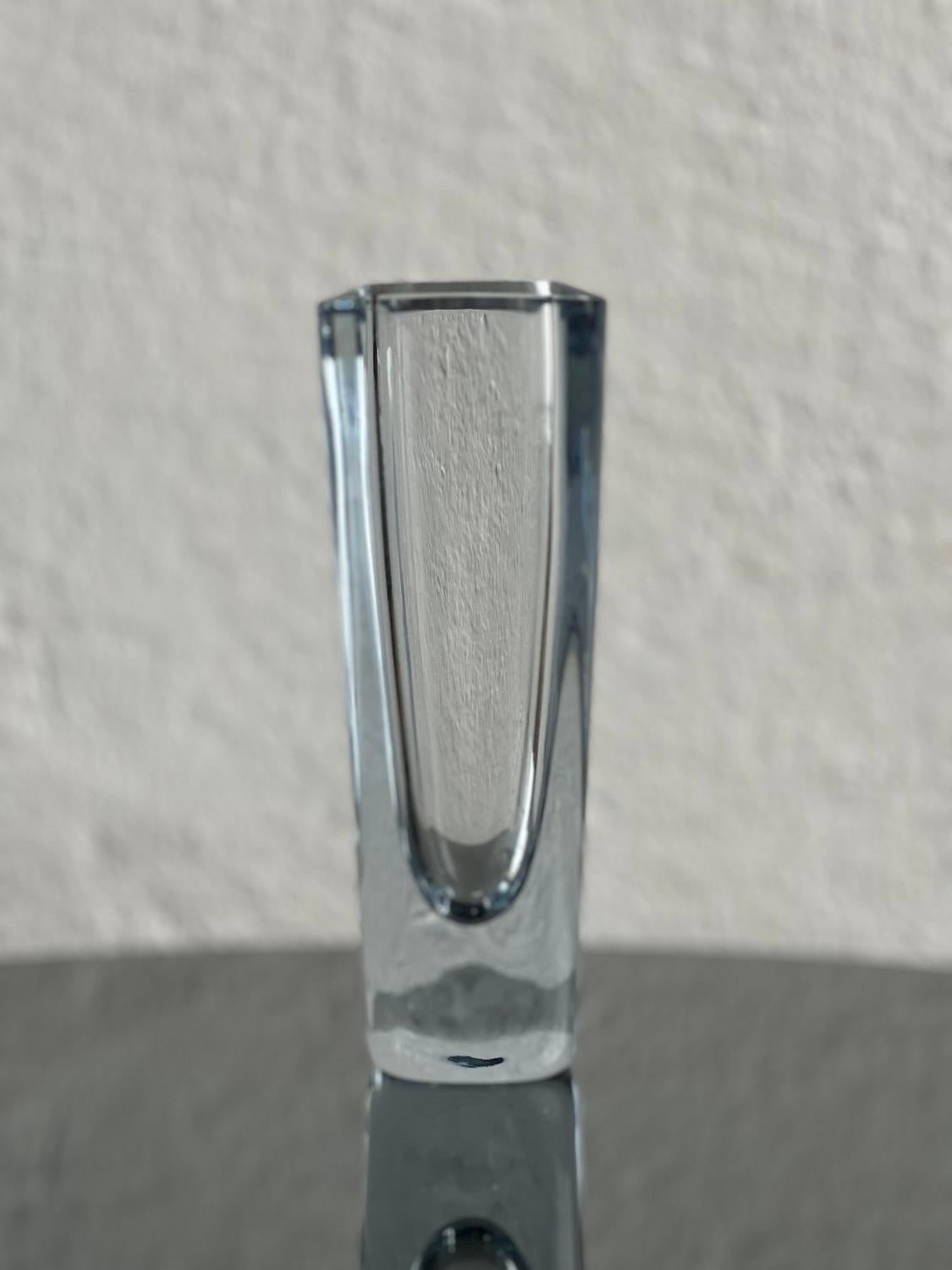 Late 20th Century Decorative Swedish Vase, Clear Glass, Stromberg, Mid-Century Modern, Collectible For Sale