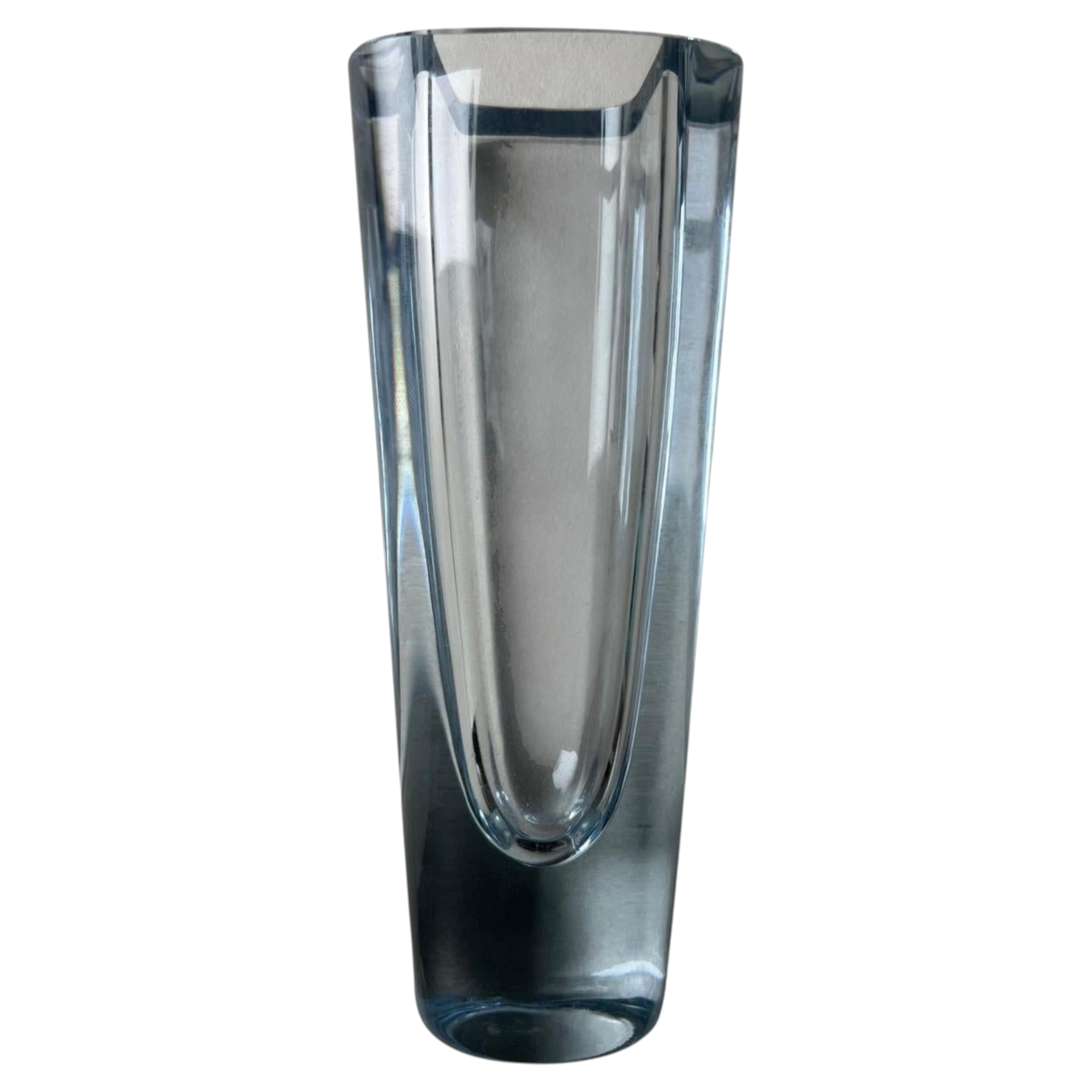 Vaso decorativo svedese, vetro trasparente, Stromberg, Mid-Century Modern, da collezione