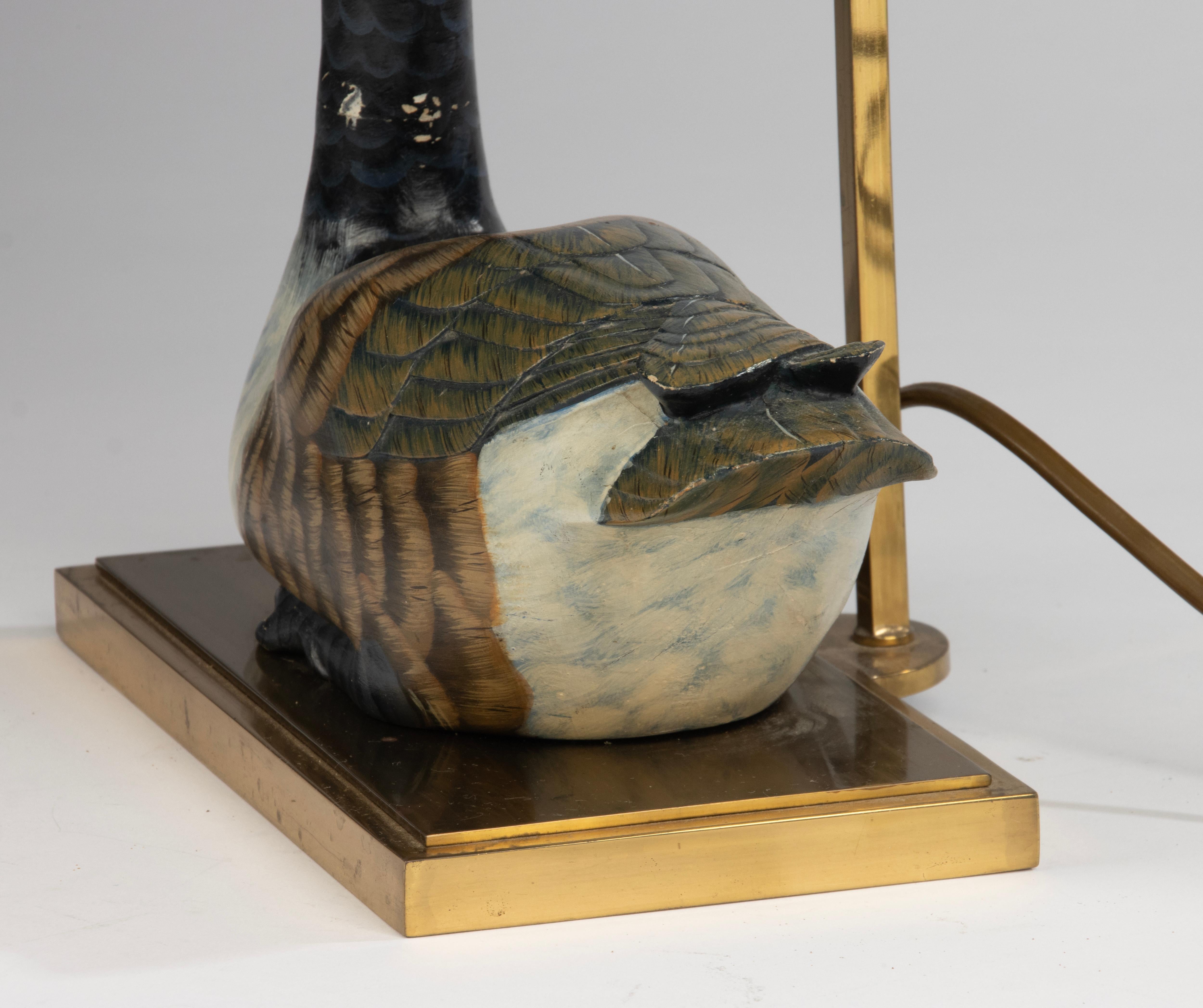 Decorative Table Lamp from the Eighties - Wooden Duck Figure - J.L.B. - Belgium For Sale 3